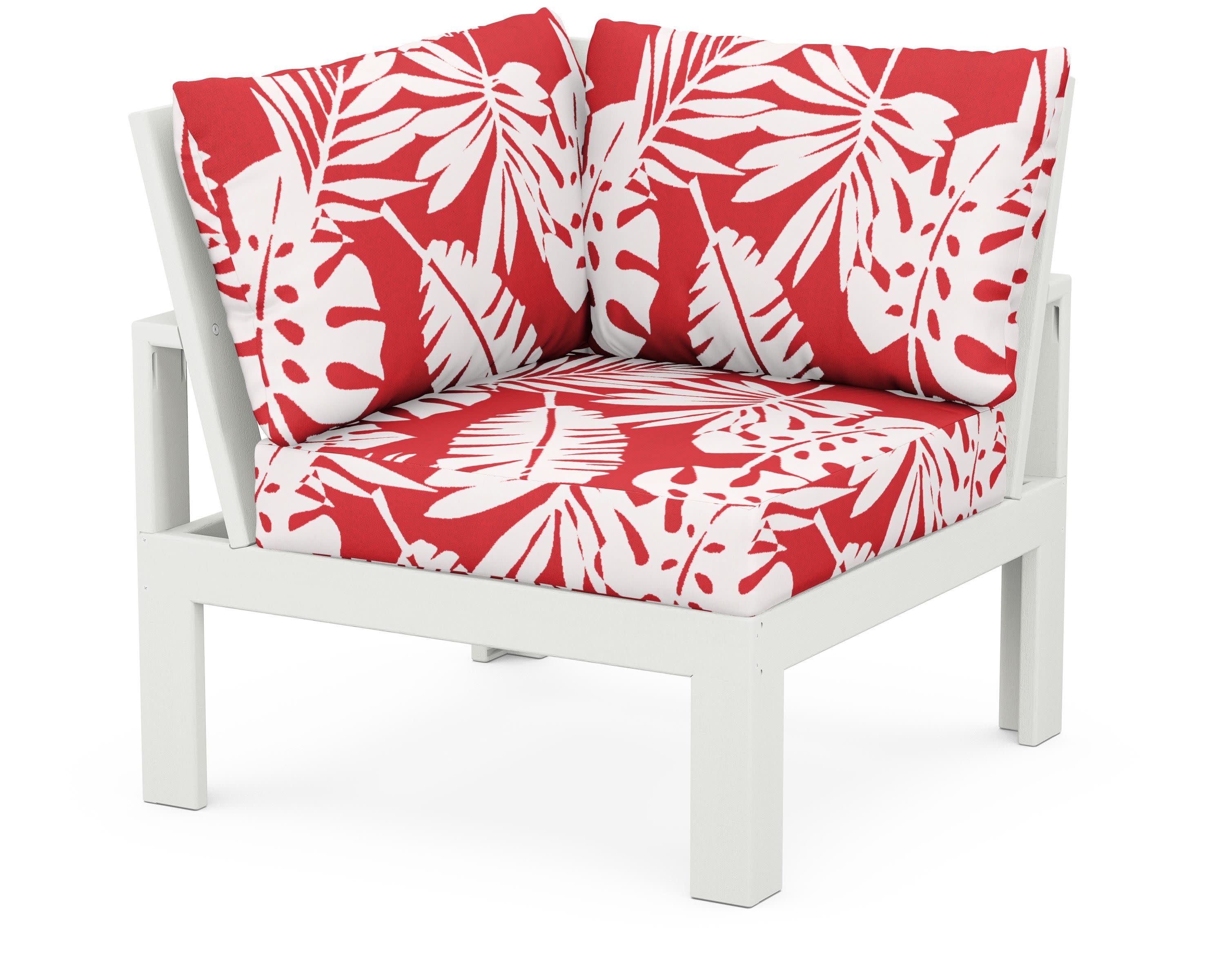 Modular Corner Chair in Vintage White / Leaf Crimson