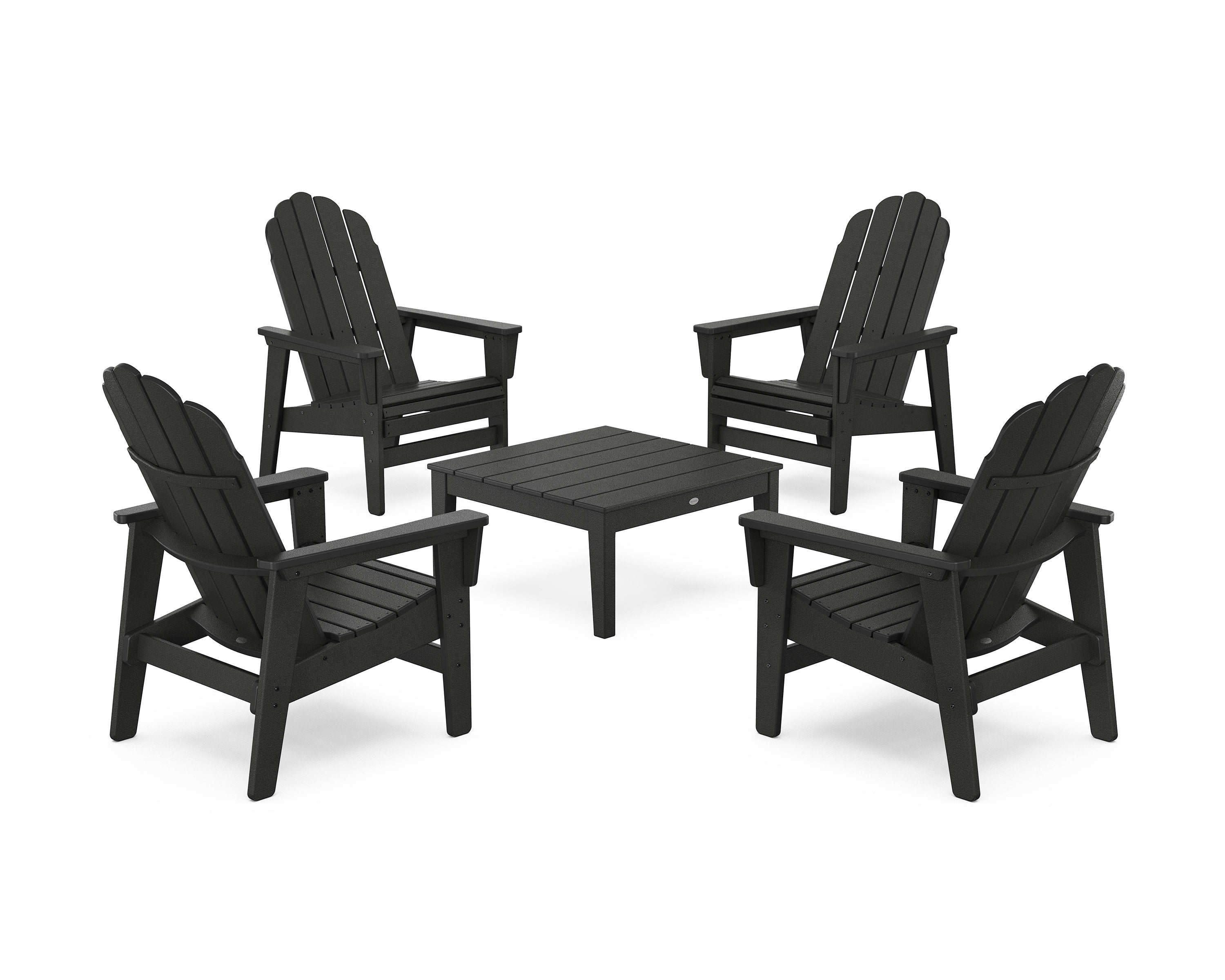 5-Piece Vineyard Grand Upright Adirondack Chair Conversation Group in Black