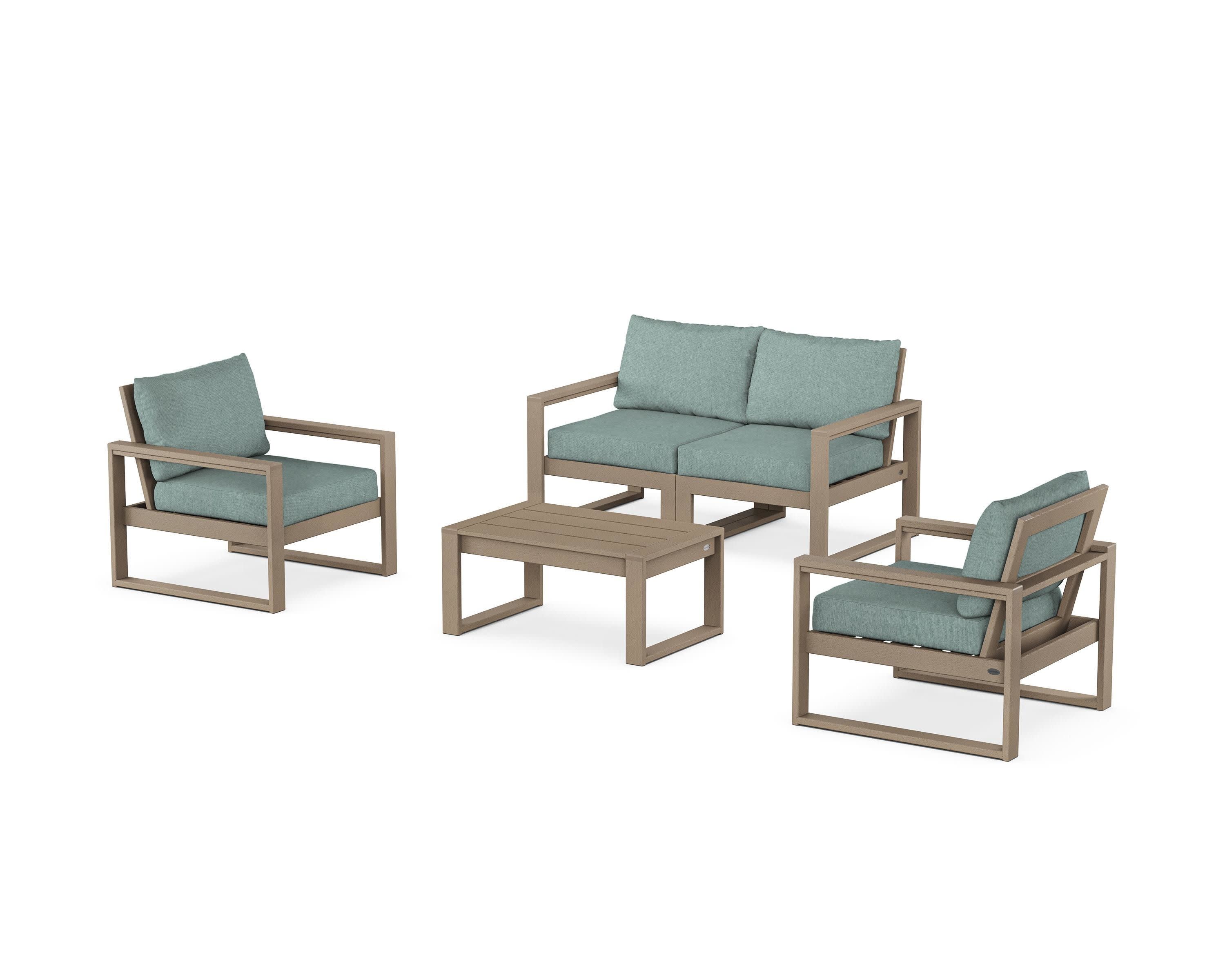 EDGE Sectional 4-Piece Deep Seating Set with Loveseat in Vintage Sahara / Glacier Spa