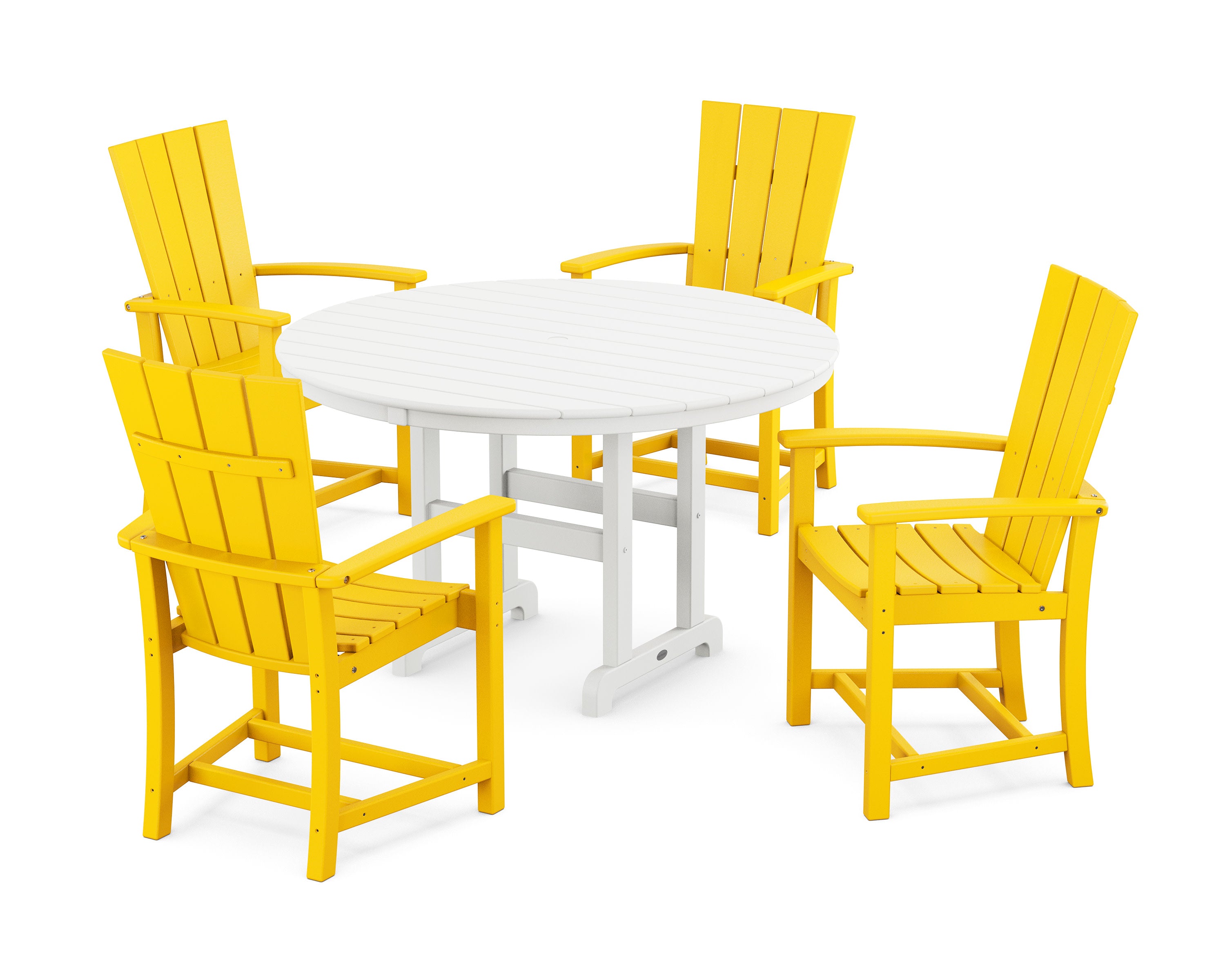 Quattro 5-Piece Round Farmhouse Dining Set in Lemon / White