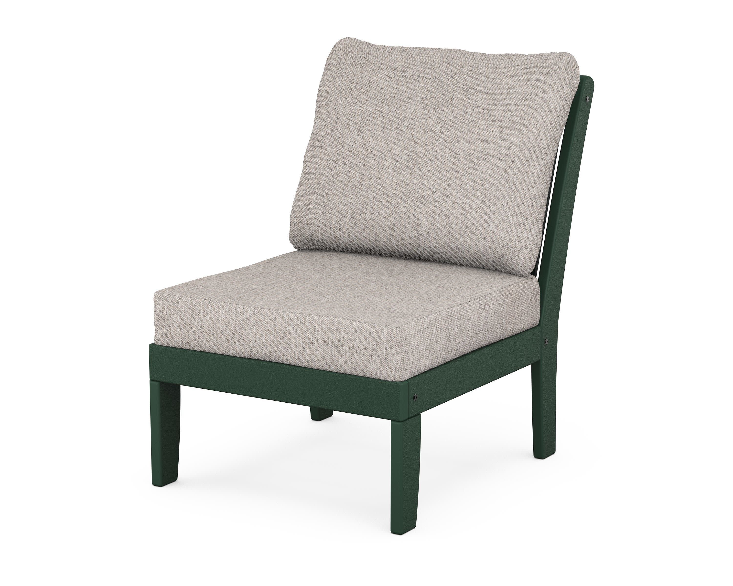 Braxton Modular Armless Chair in Green / Weathered Tweed