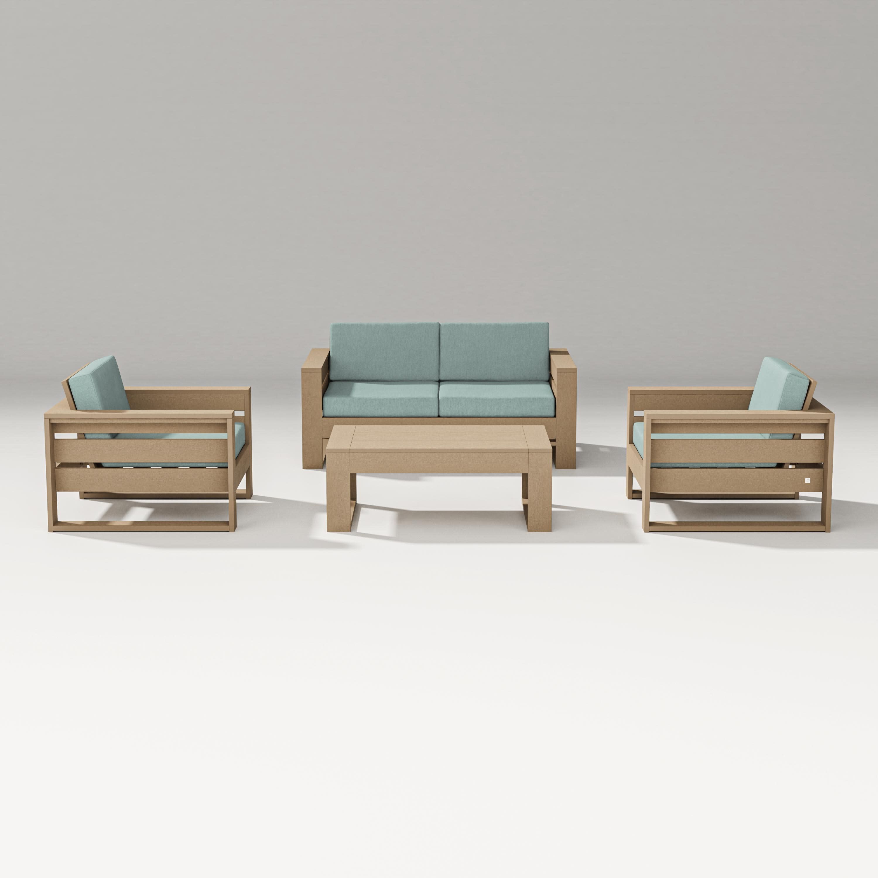 Latitude 4-Piece Lounge Loveseat Set in Vintage Sahara / Glacier Spa