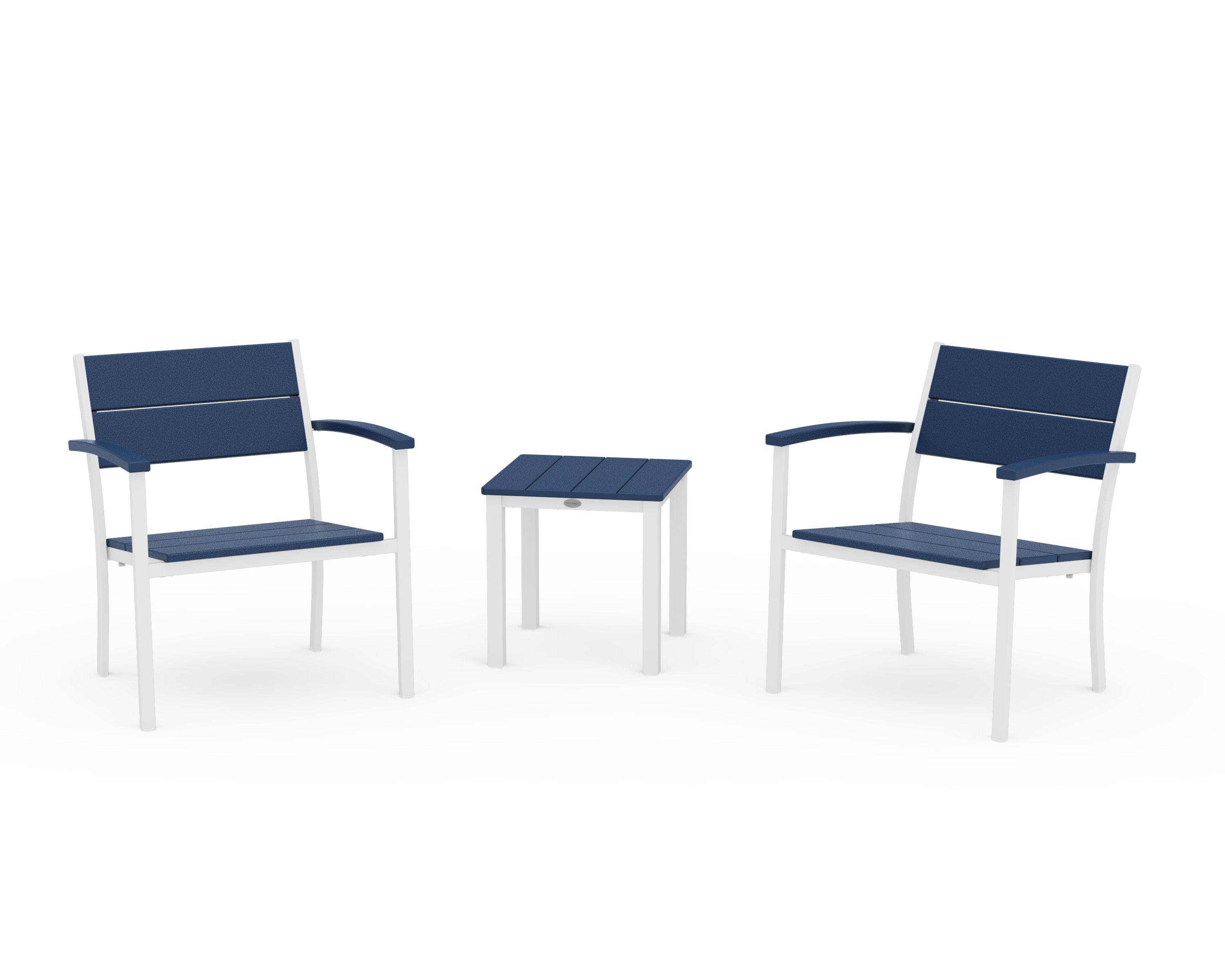 Main Street 3-Piece Lounge Chair Set in White / Navy