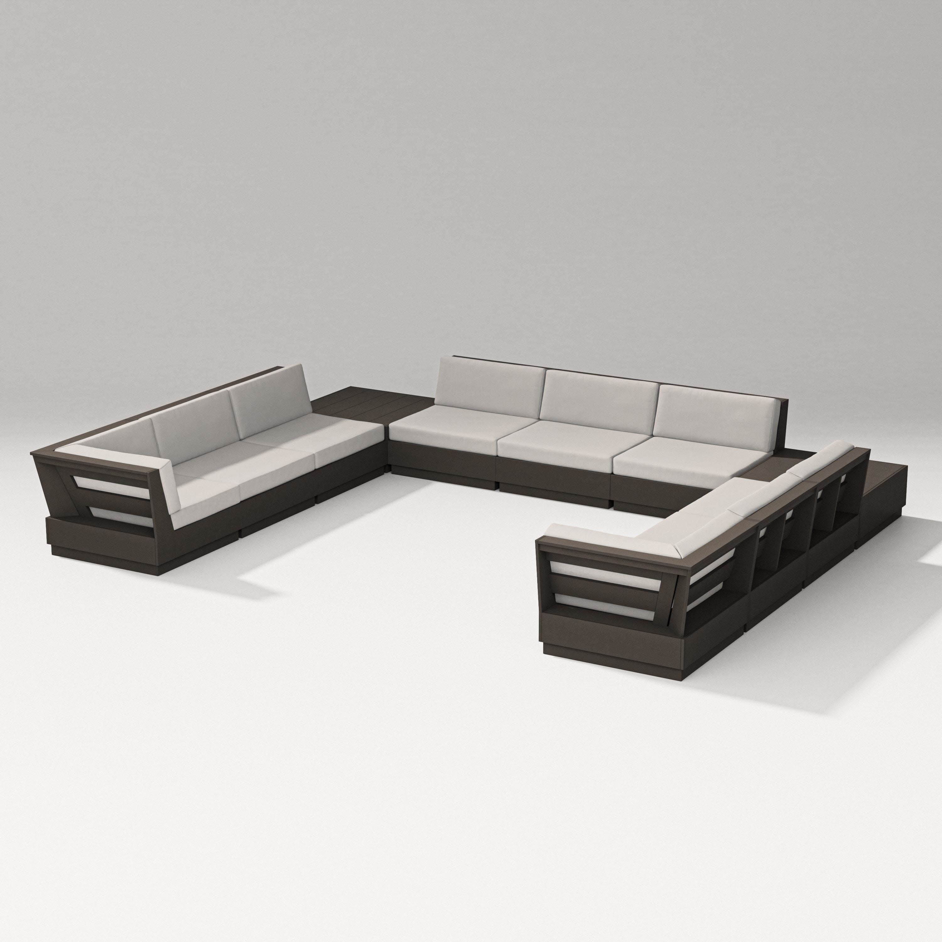 Elevate 11-Piece U-Shaped Sofa Sectional in Vintage Coffee / Cast Ash