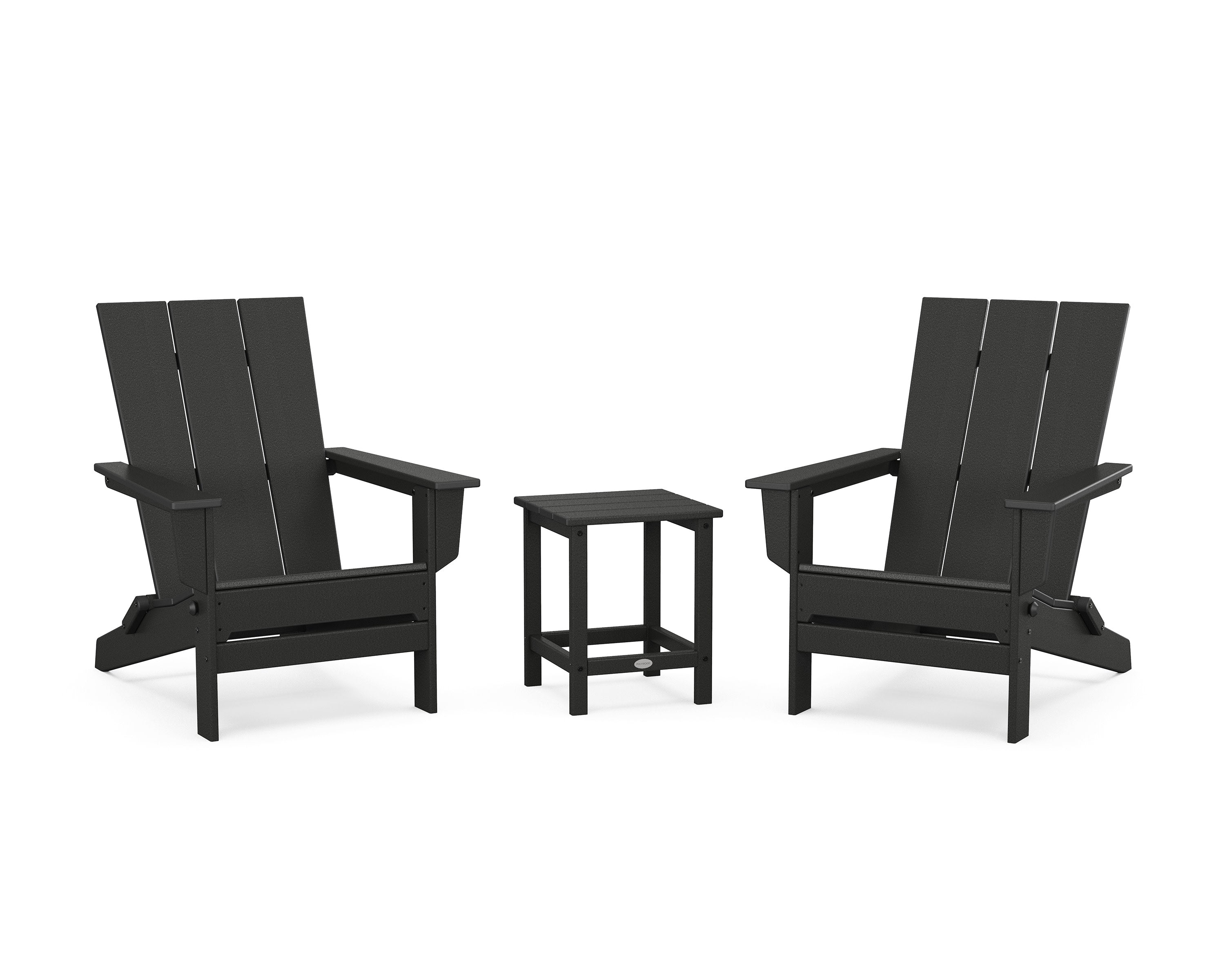 3-Piece Modern Studio Folding Adirondack Set in Black