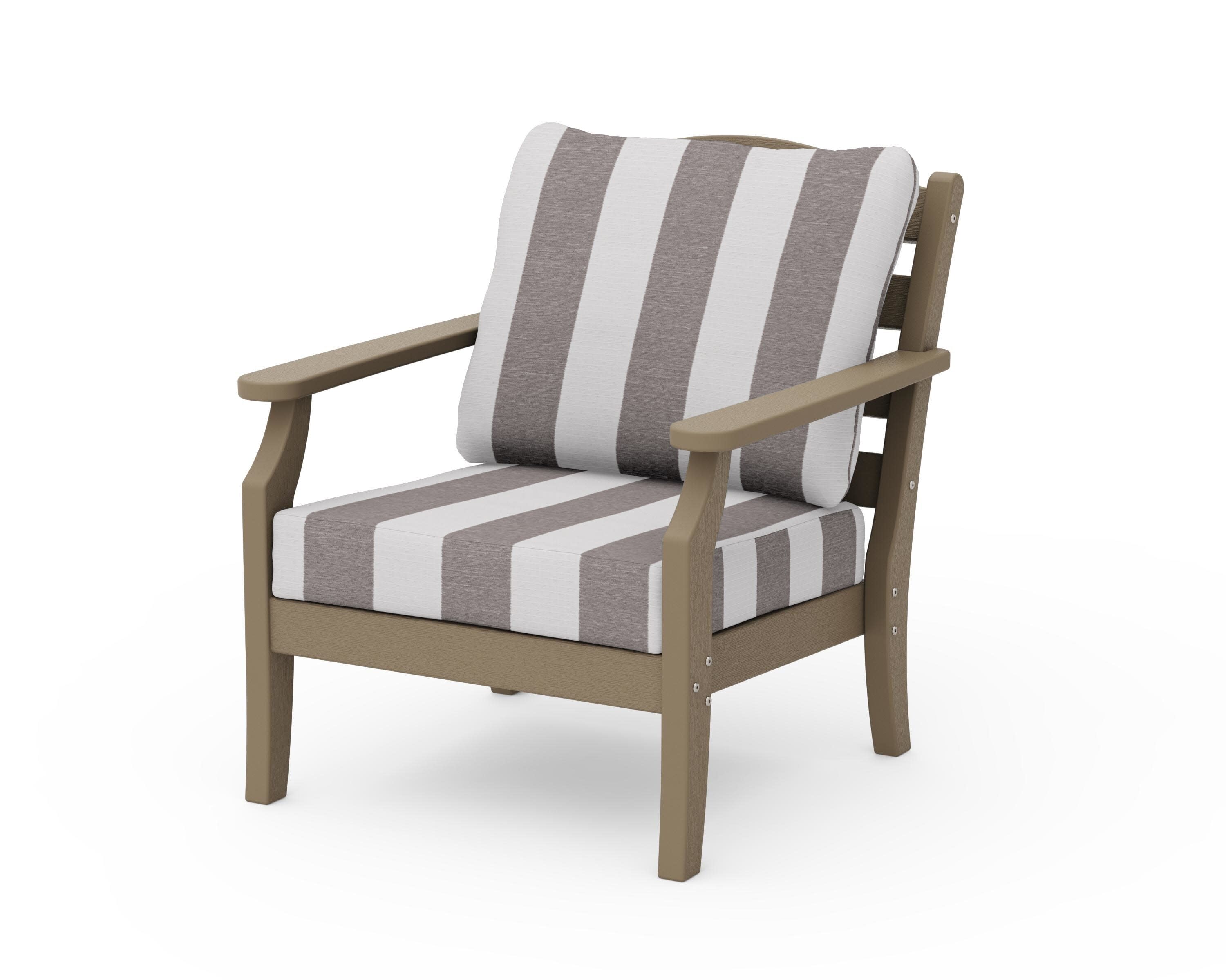 Savannah Deep Seating Chair in Vintage Sahara / Cabana Stripe Grey Mist