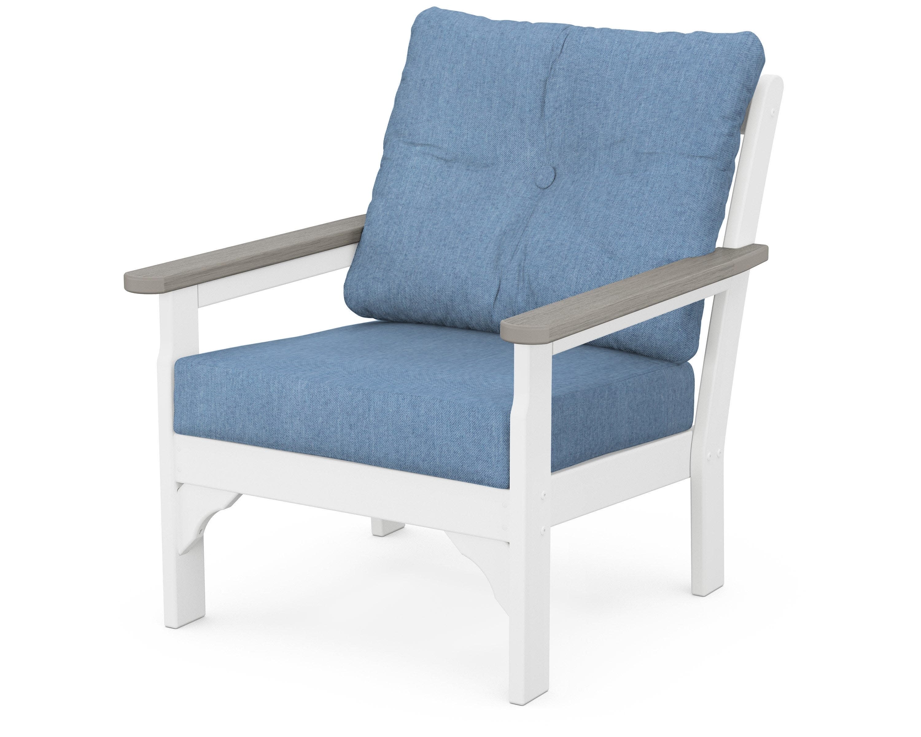Vineyard Deep Seating Chair in White / Driftwood / Sky Blue