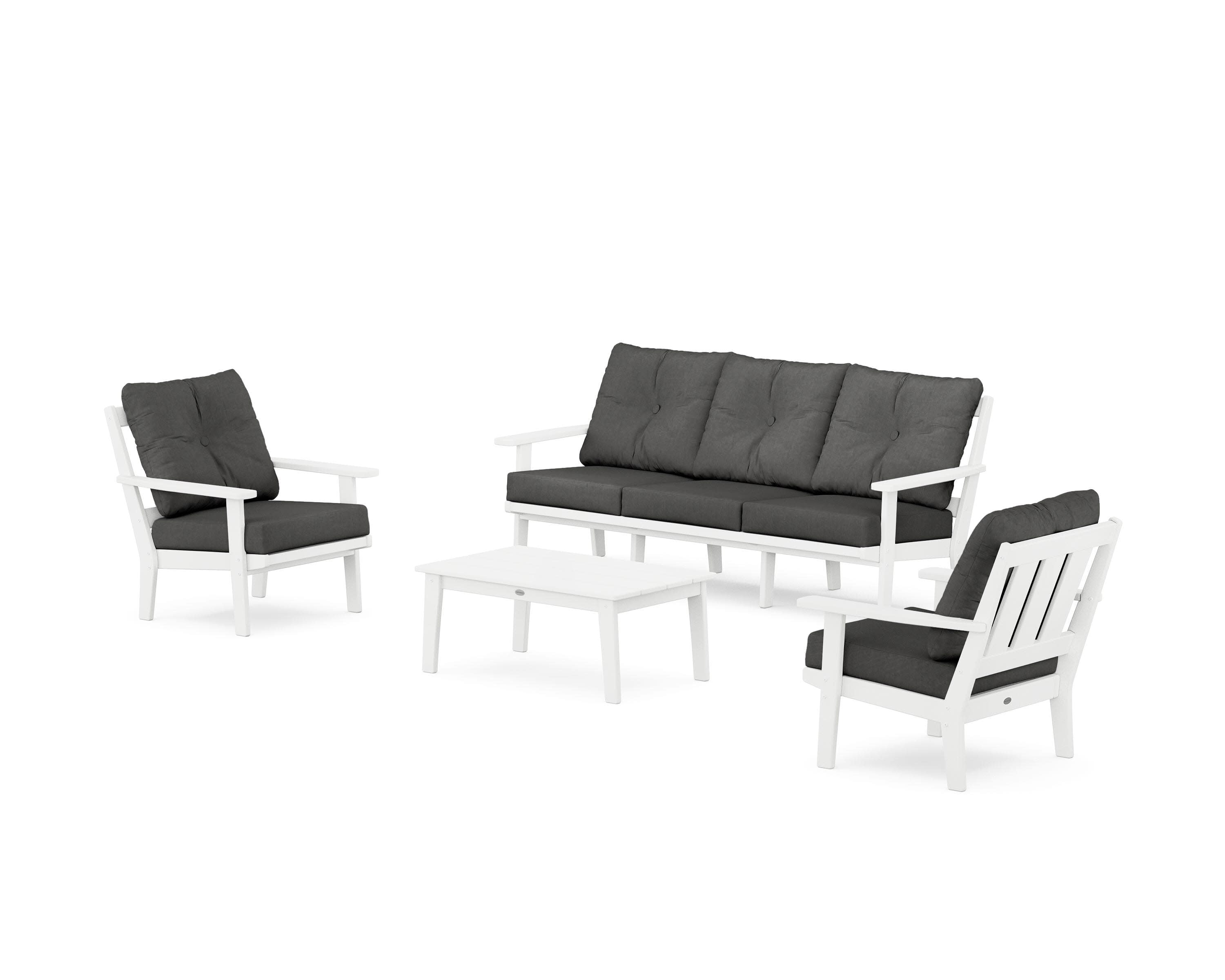Oxford 4-Piece Deep Seating Set with Sofa in White / Spectrum Carbon