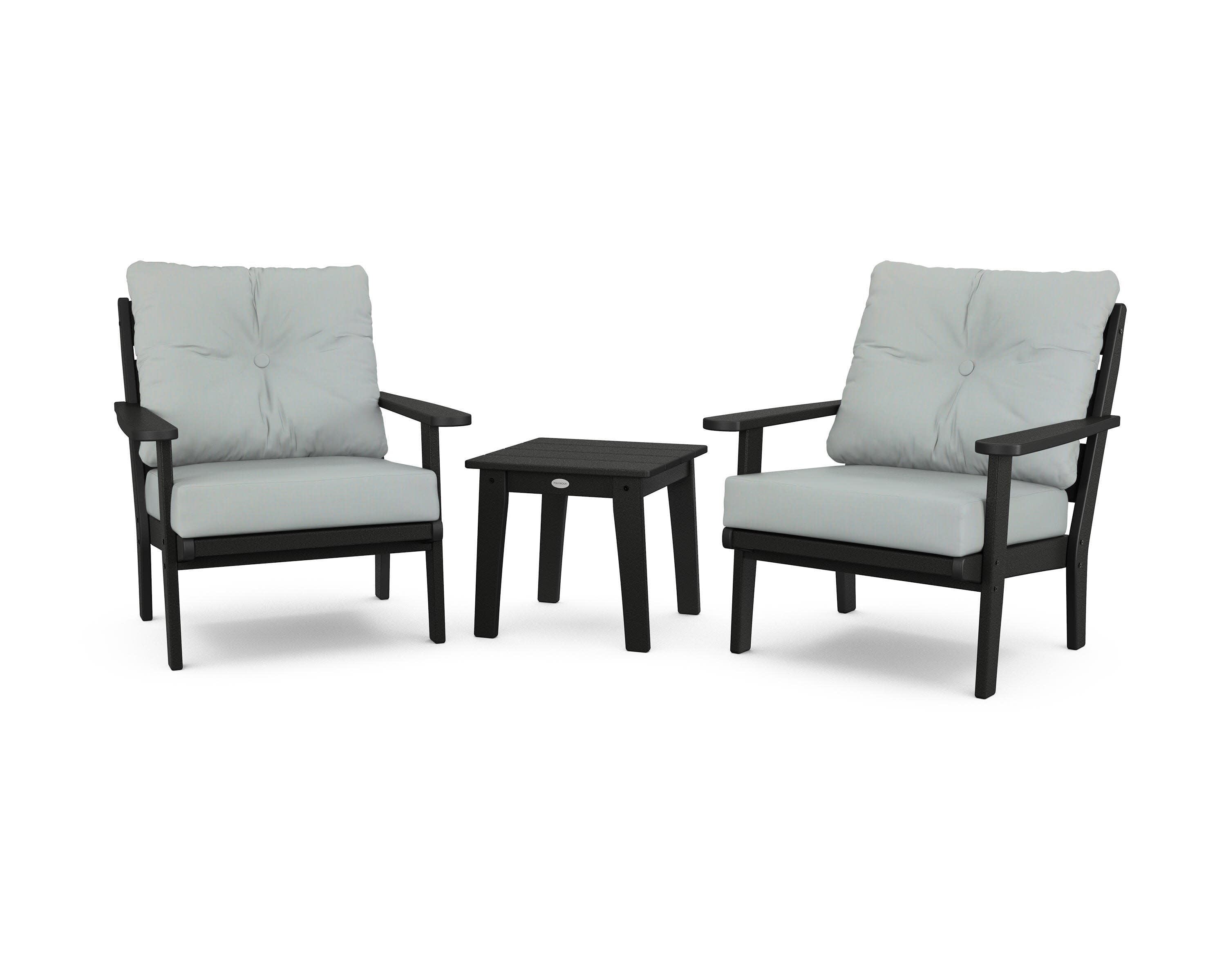 Lakeside 3-Piece Deep Seating Chair Set in Black / Spa