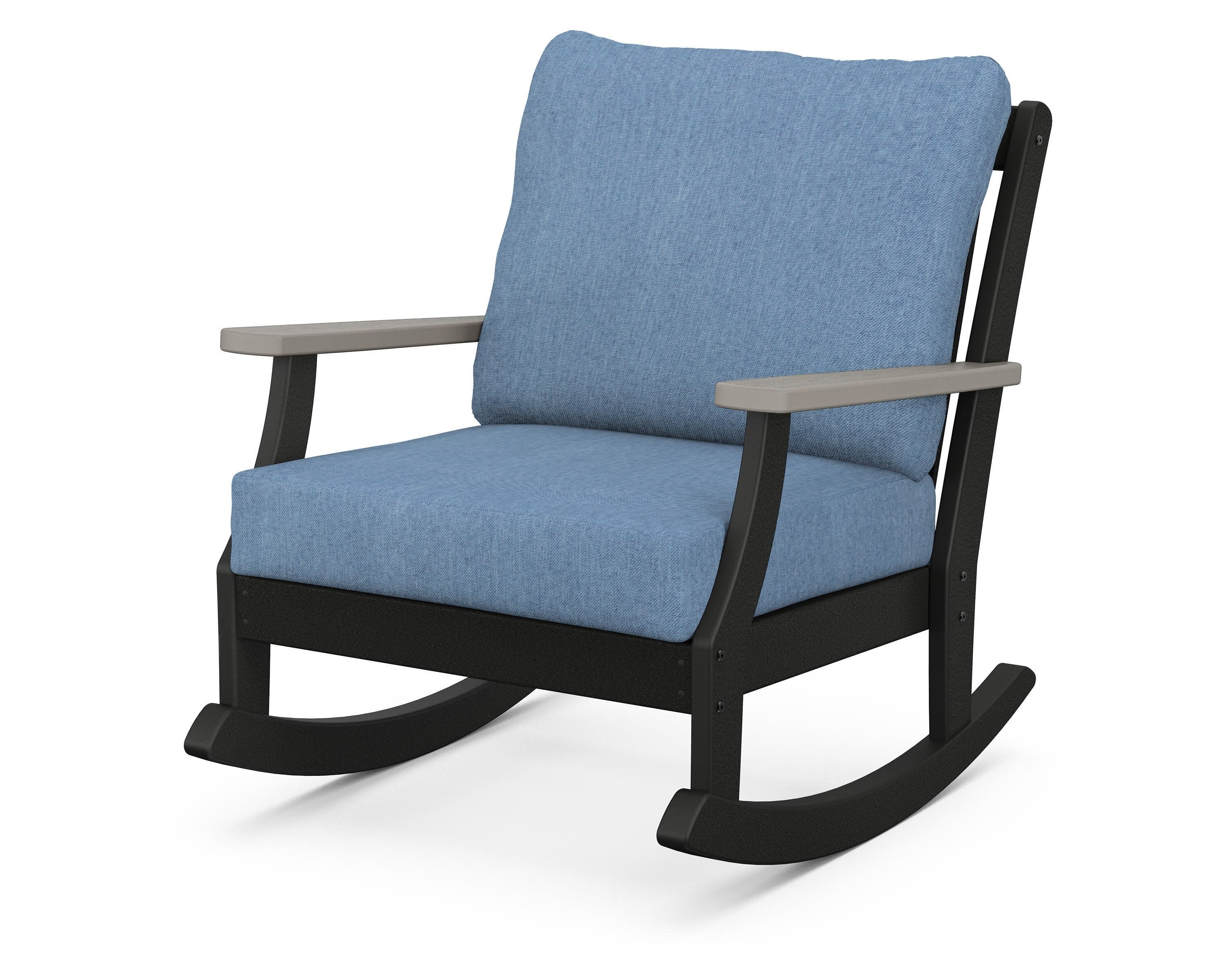 Braxton Deep Seating Rocking Chair in Black / Driftwood / Sky Blue