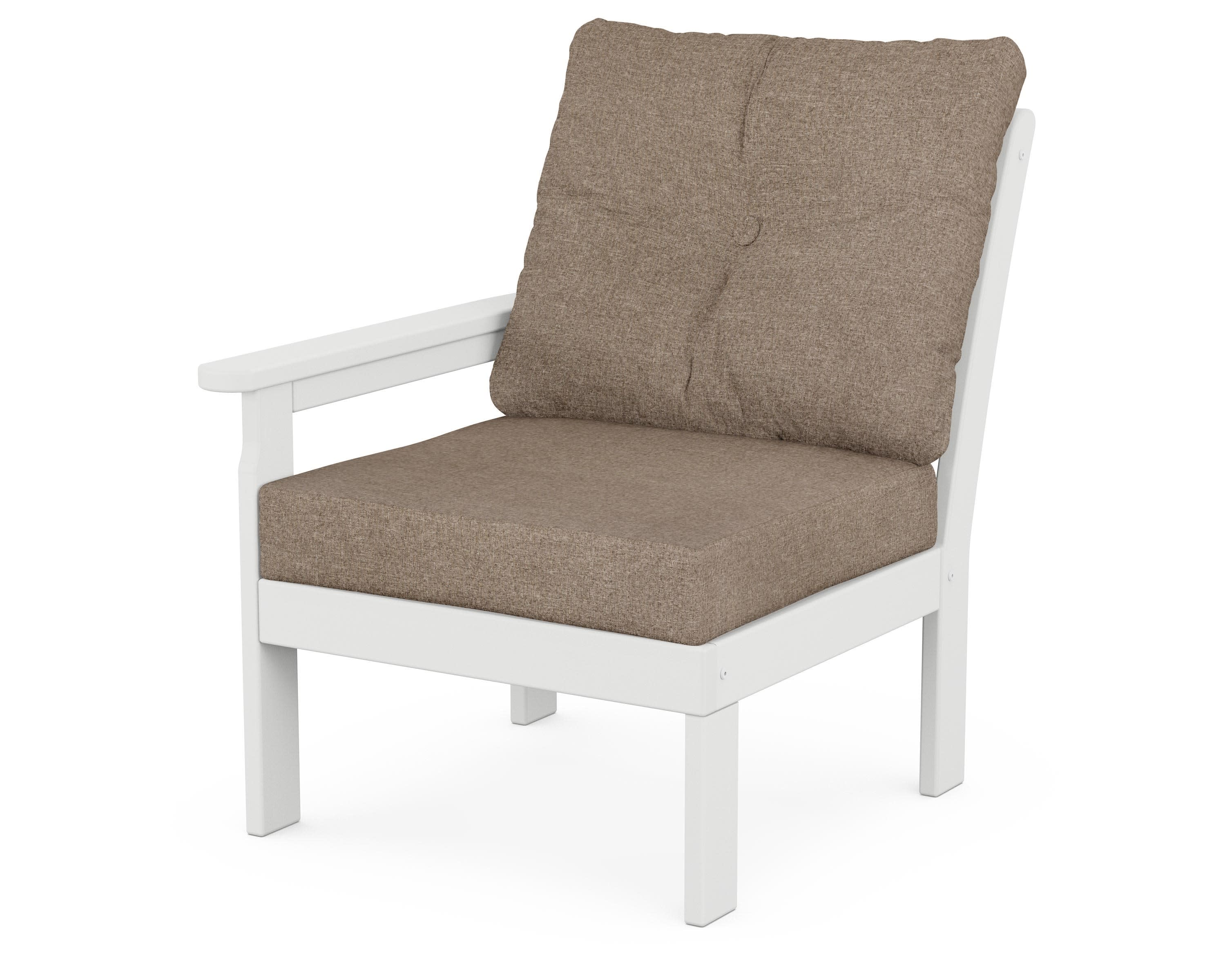 Vineyard Modular Left Arm Chair in White / Spiced Burlap