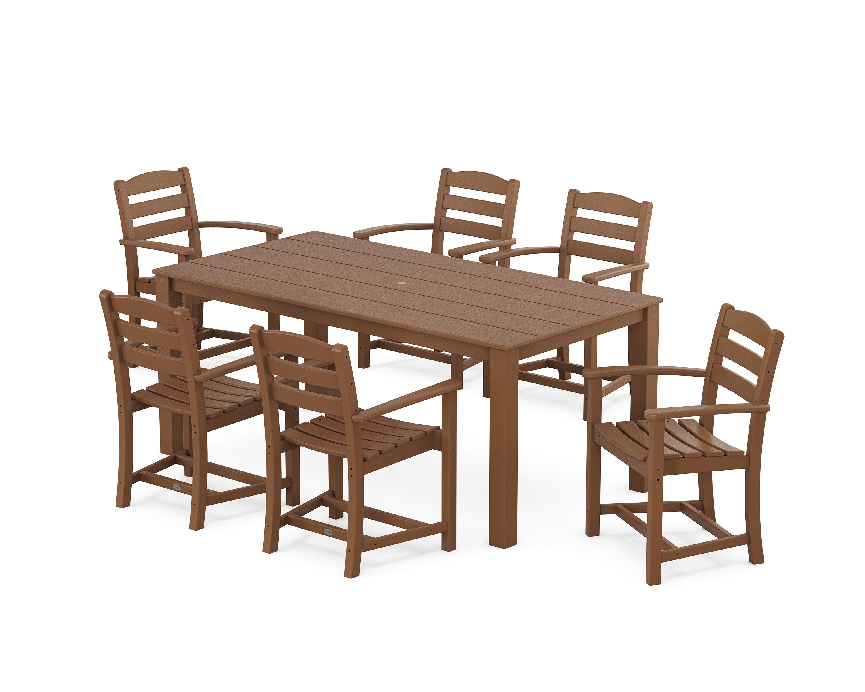 La Casa Cafe' Arm Chair 7-Piece Parsons Dining Set in Teak