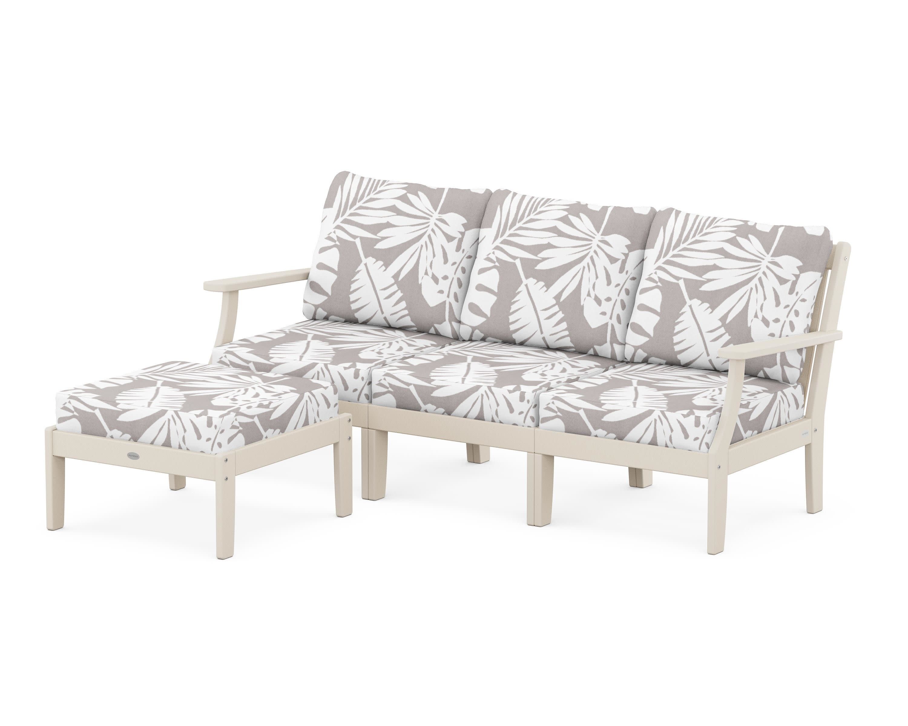 Braxton Modular 4-Piece Deep Seating Set with Ottoman in Sand / Leaf Grey Mist