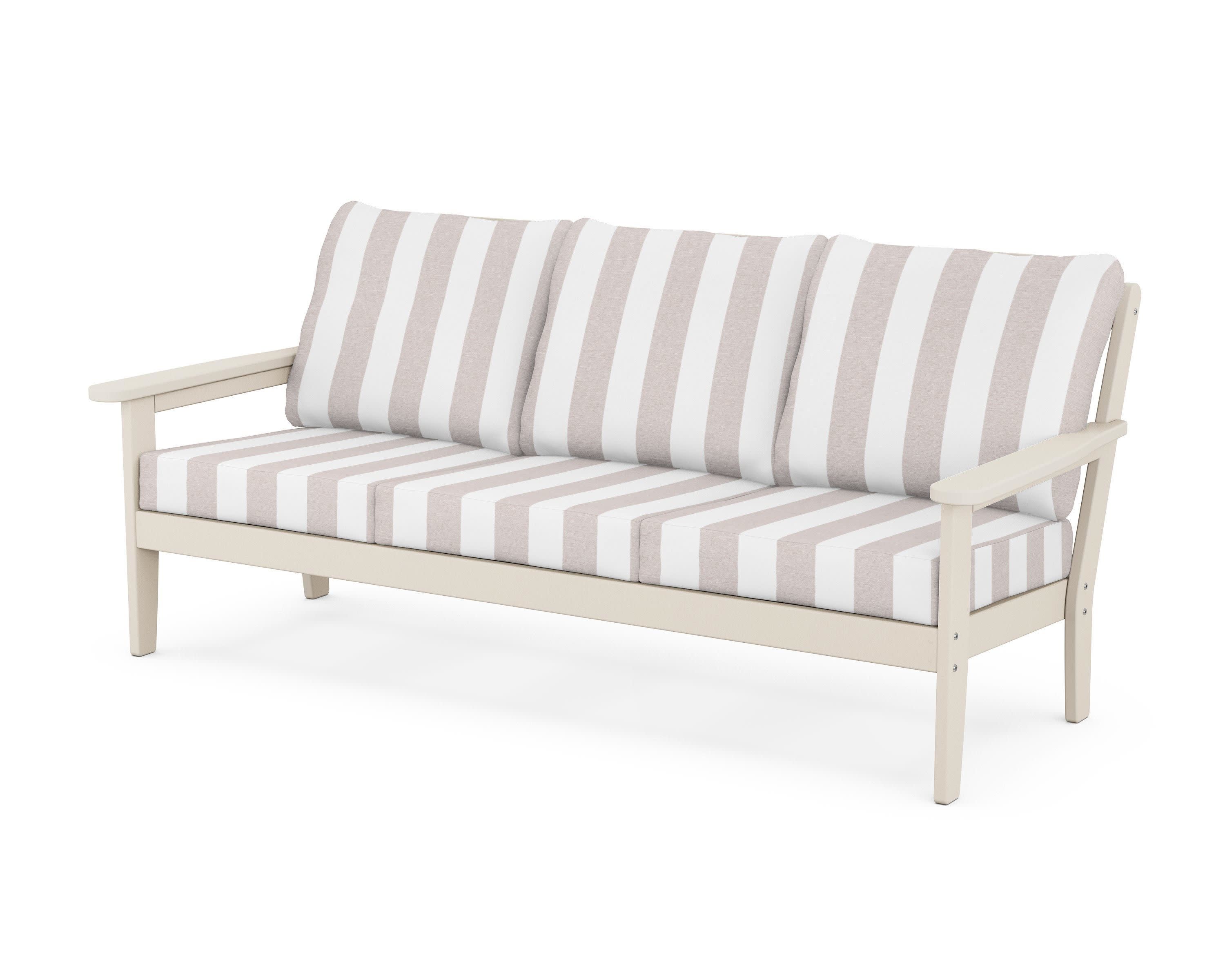 Cottage Deep Seating Sofa in Sand / Cabana Stripe Dune Burlap