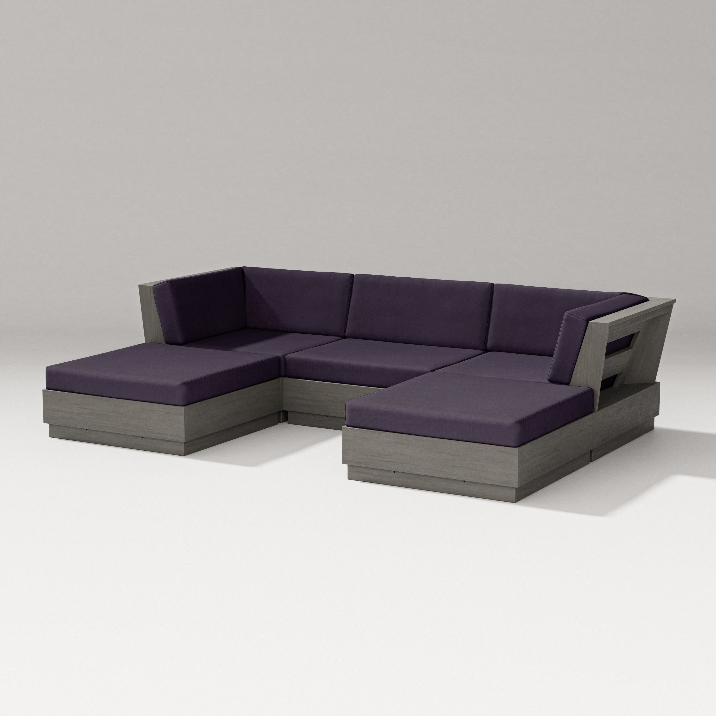 Elevate Double Chaise Sectional in Driftwood / Navy Linen