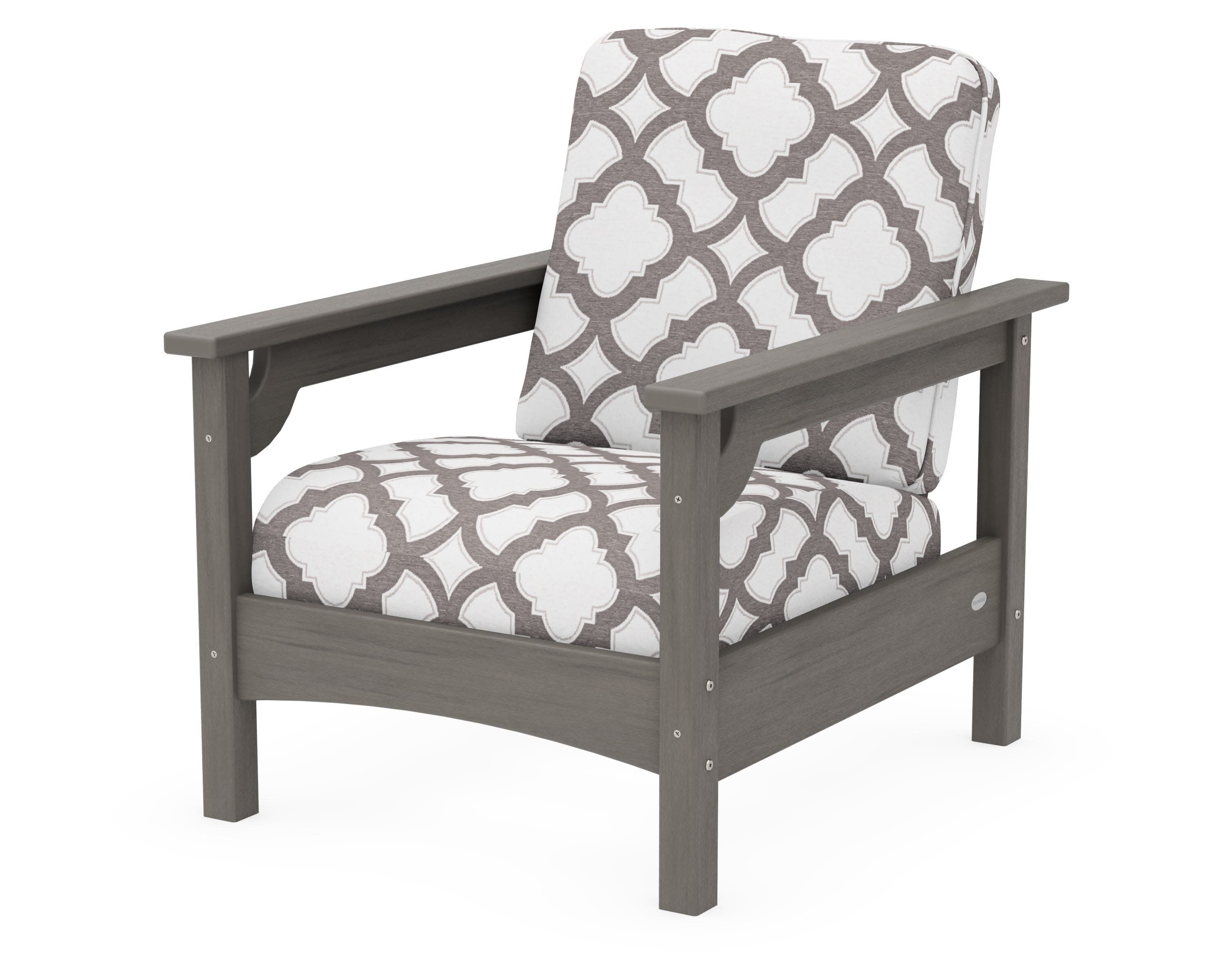 Club Chair in Driftwood / Trellis Grey Mist