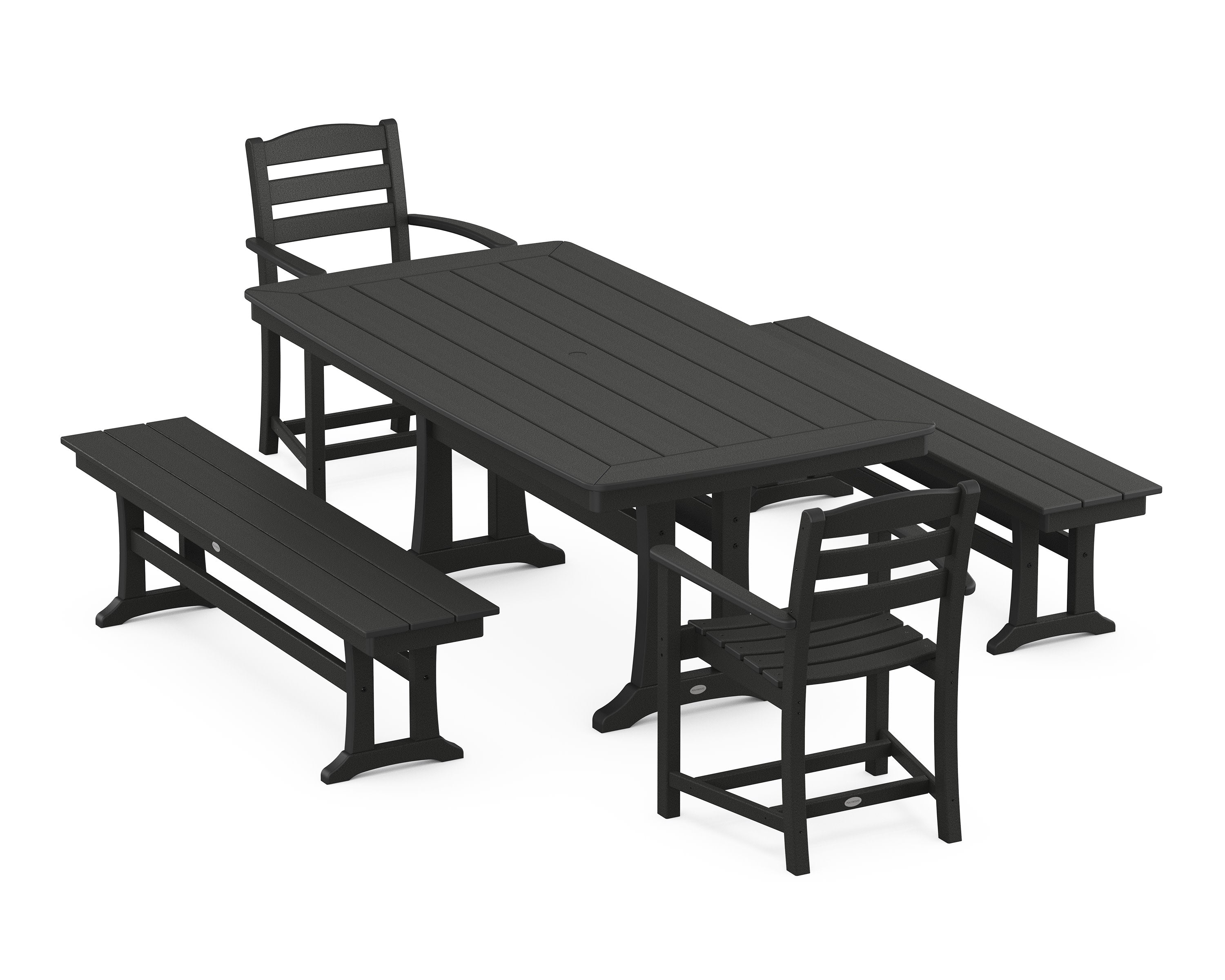 La Casa Cafe 5-Piece Dining Set with Trestle Legs in Black