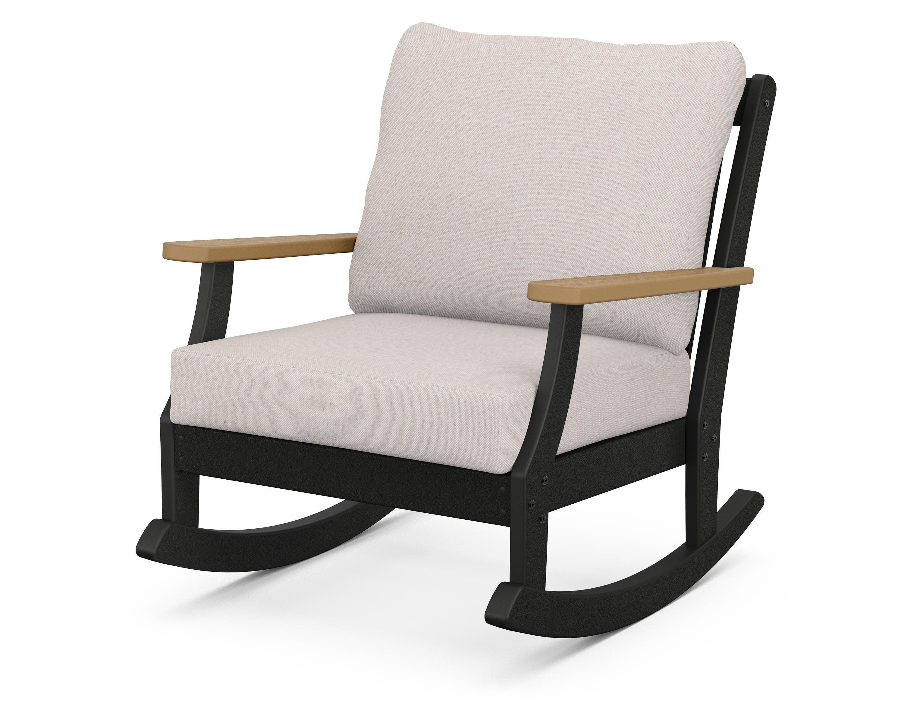 Braxton Deep Seating Rocking Chair in Black / Natural / Dune Burlap