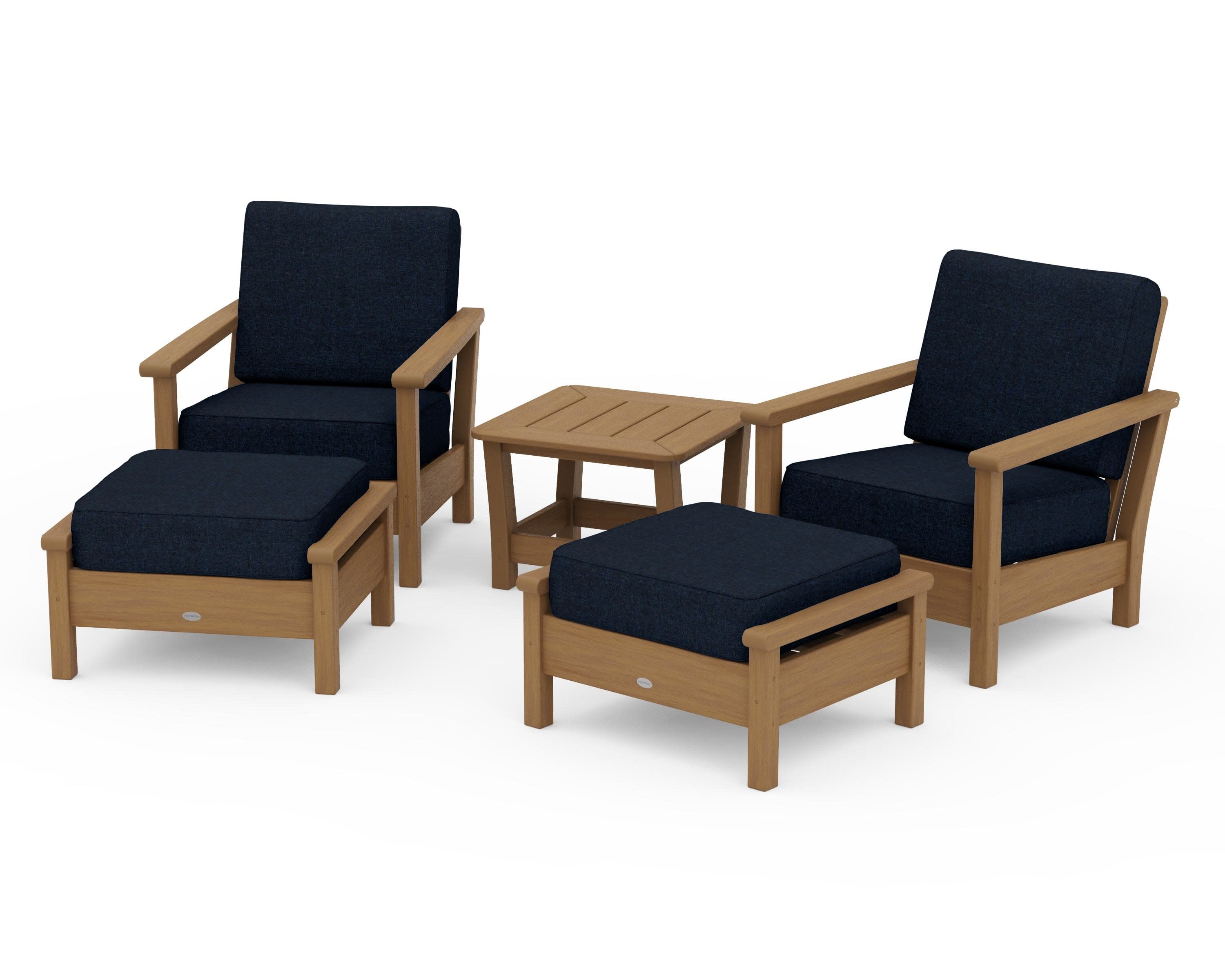 Harbour 5-Piece Deep Seating Chair Set in Natural / Marine Indigo
