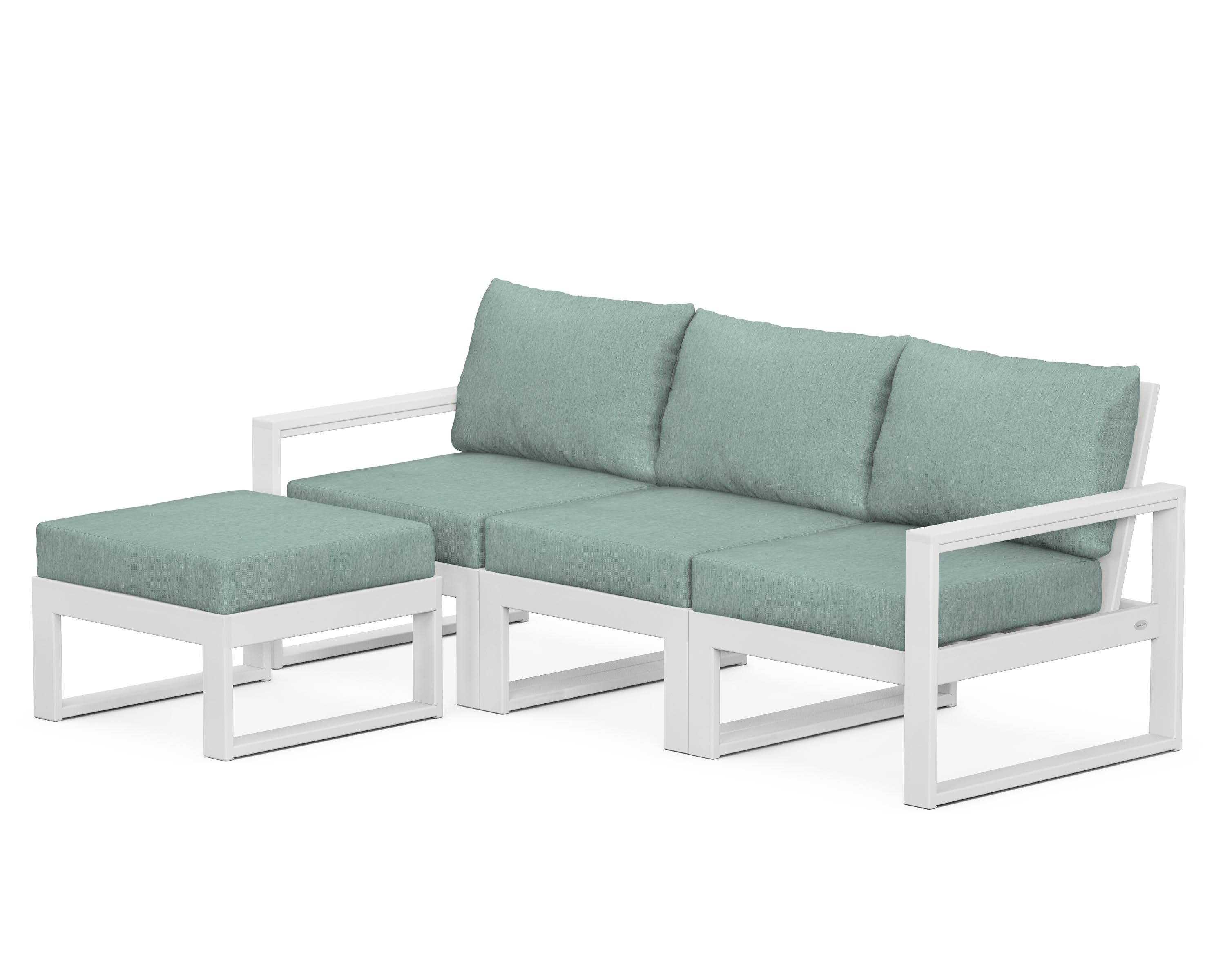 EDGE 4-Piece Modular Deep Seating Set with Ottoman in White / Glacier Spa