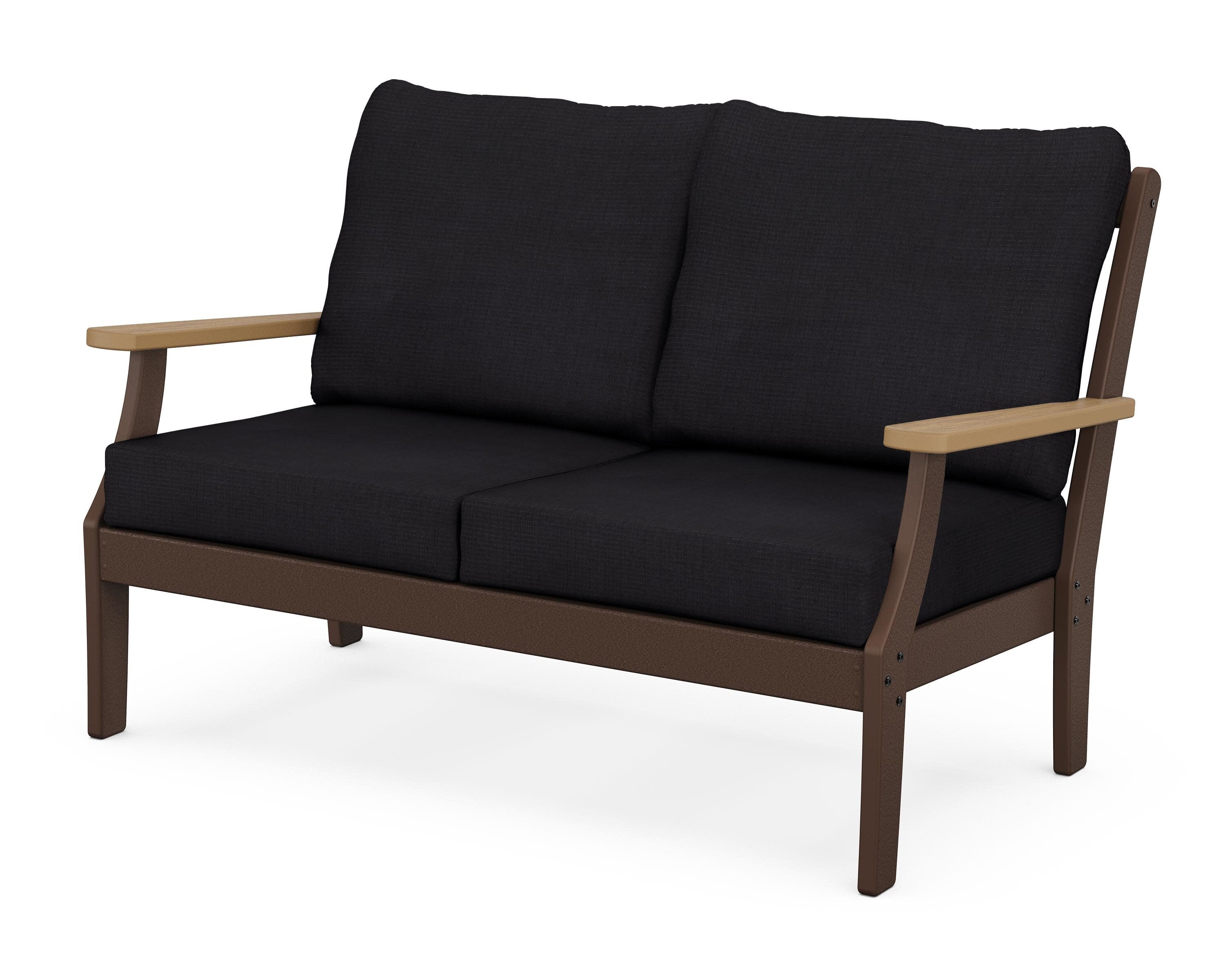 Braxton Deep Seating Loveseat in Mahogany / Natural / Midnight Linen
