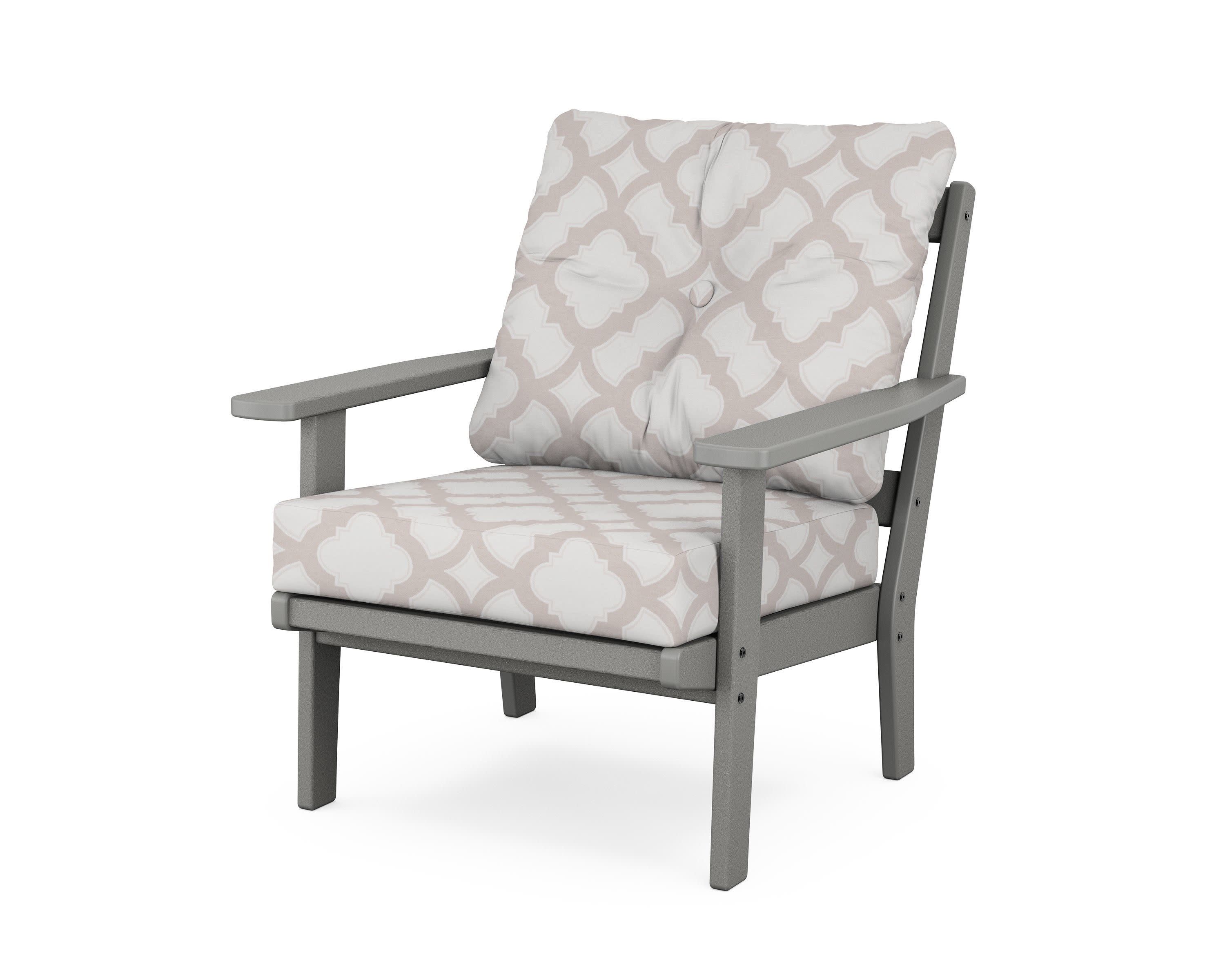 Oxford Deep Seating Chair in Slate Grey / Trellis Dune Burlap