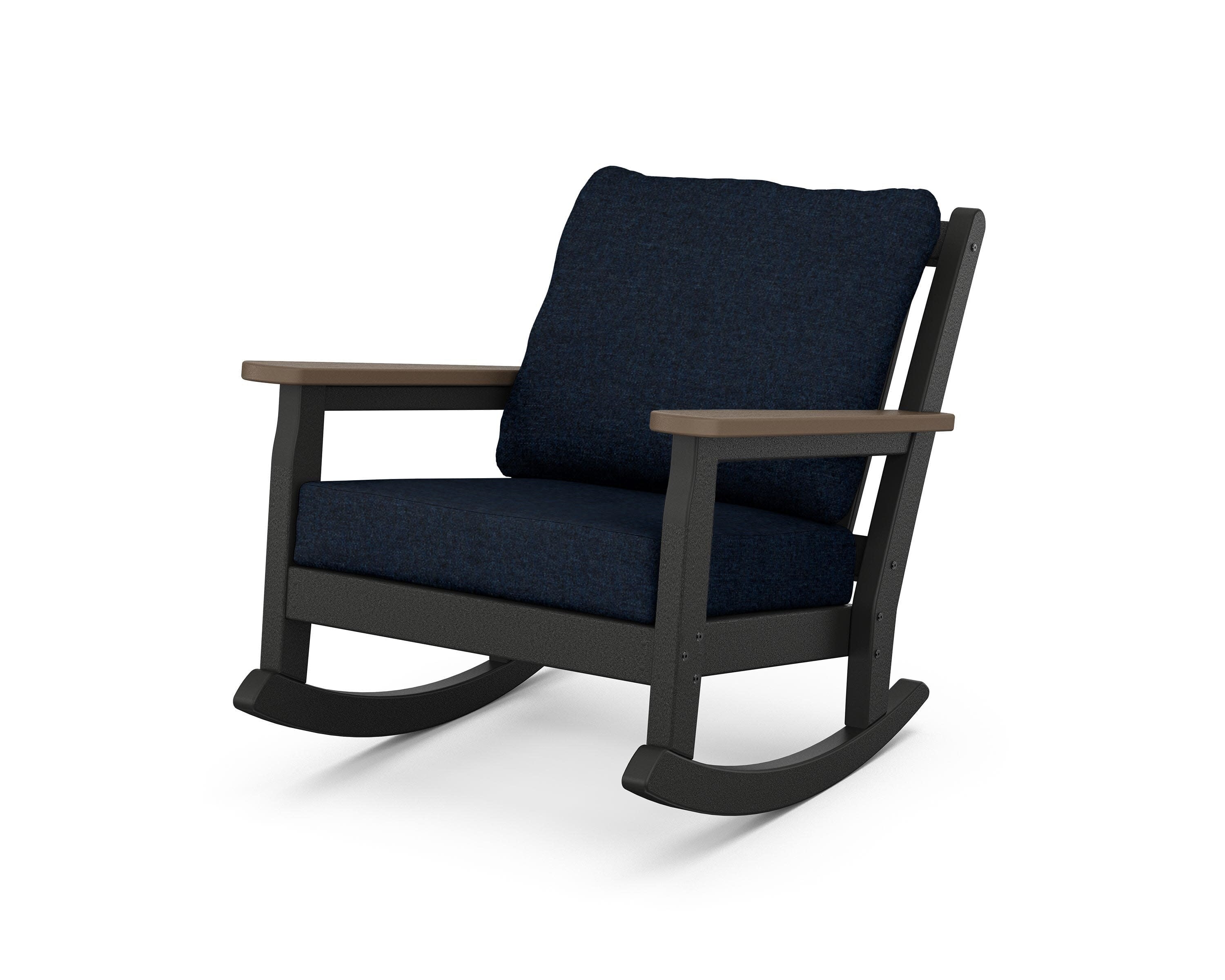 Chippendale Deep Seating Rocking Chair in Black / Kona / Marine Indigo