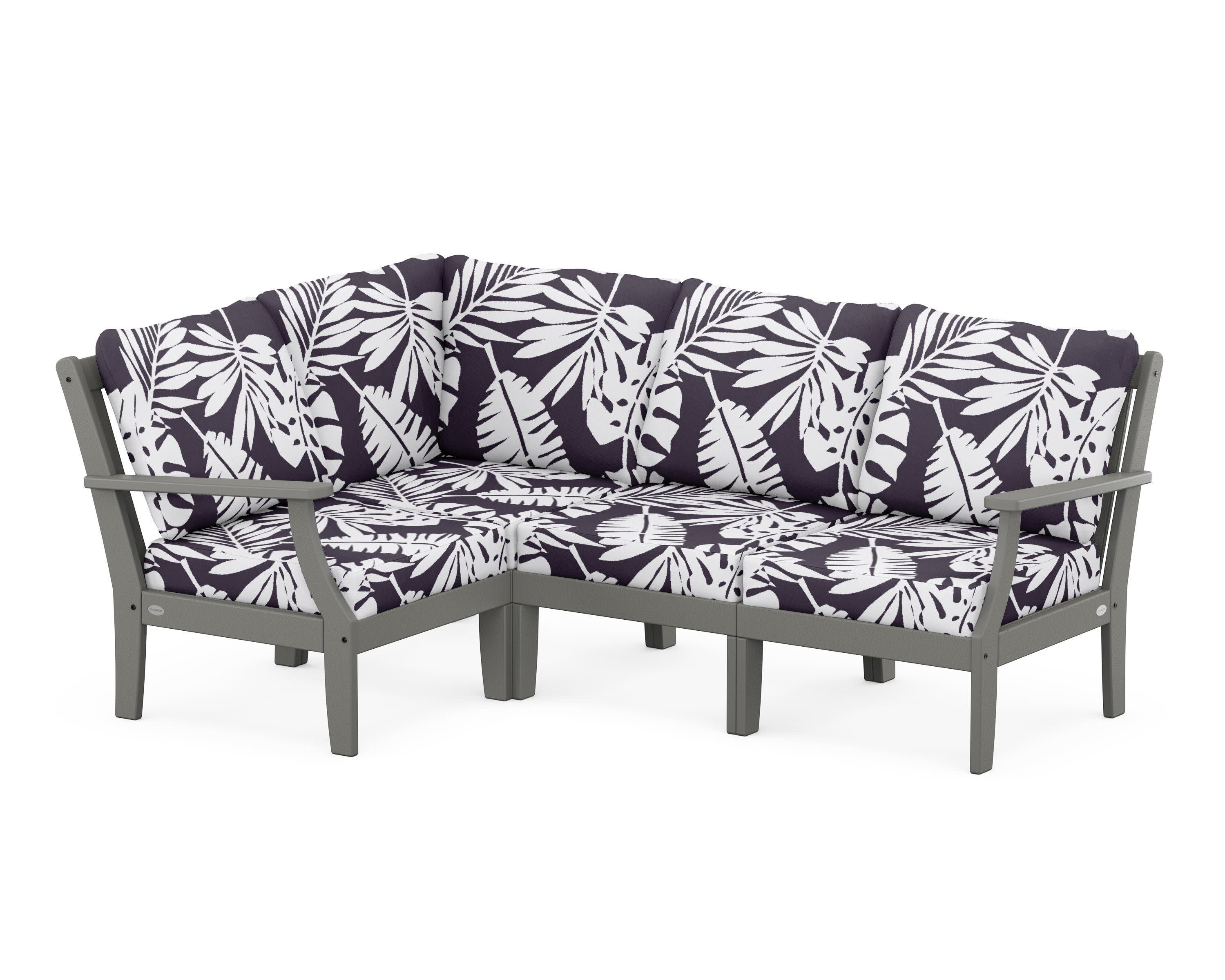 Braxton Modular 4-Piece Deep Seating Set in Slate Grey / Leaf Navy