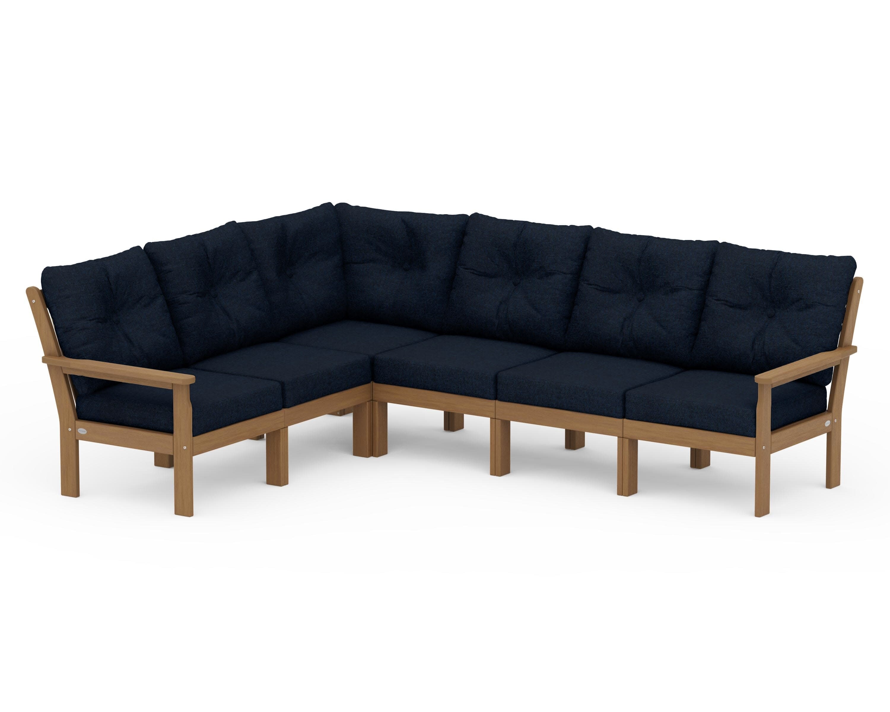 Vineyard 6-Piece Sectional in Natural / Marine Indigo