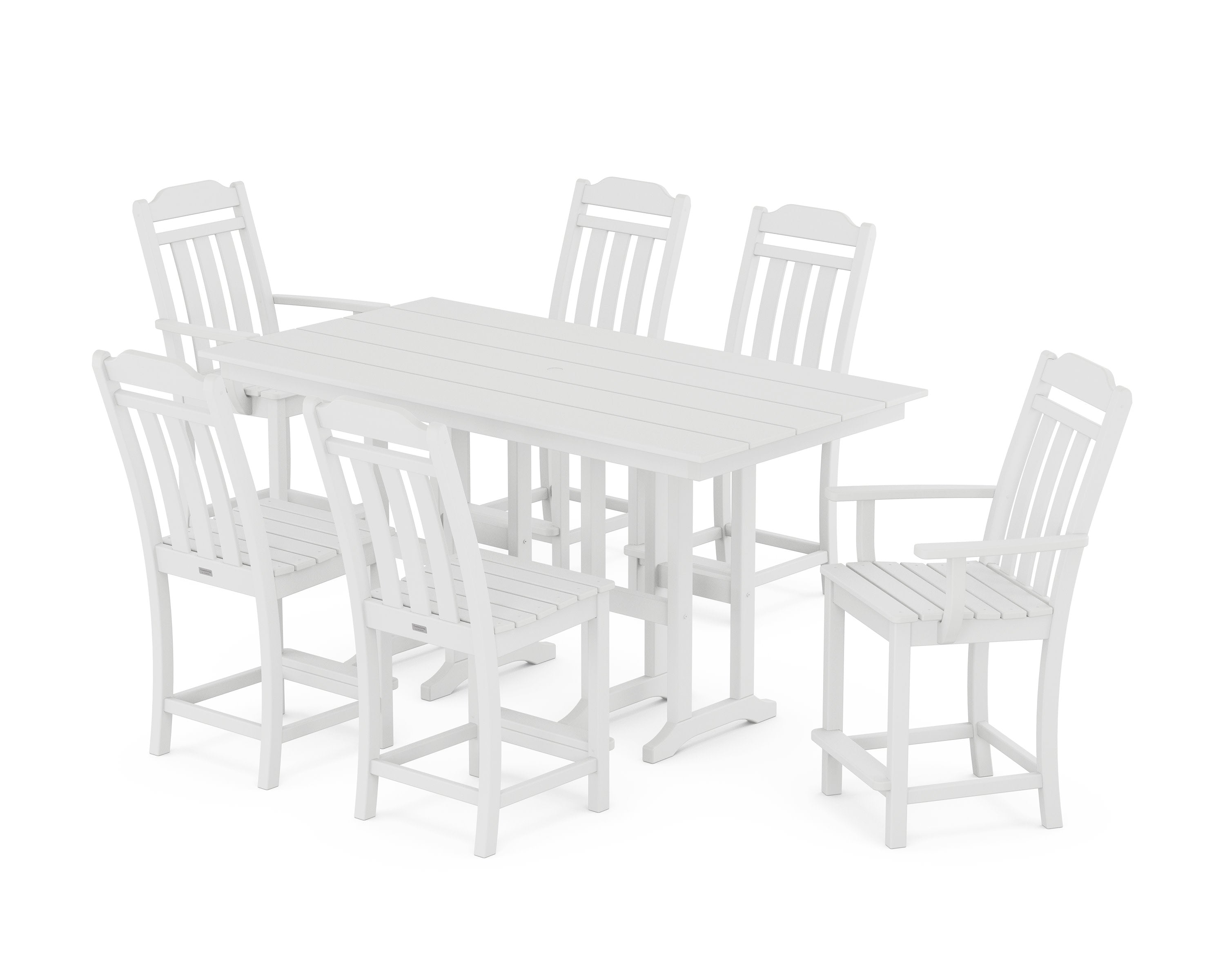 Cottage 7-Piece Farmhouse Counter Set in White