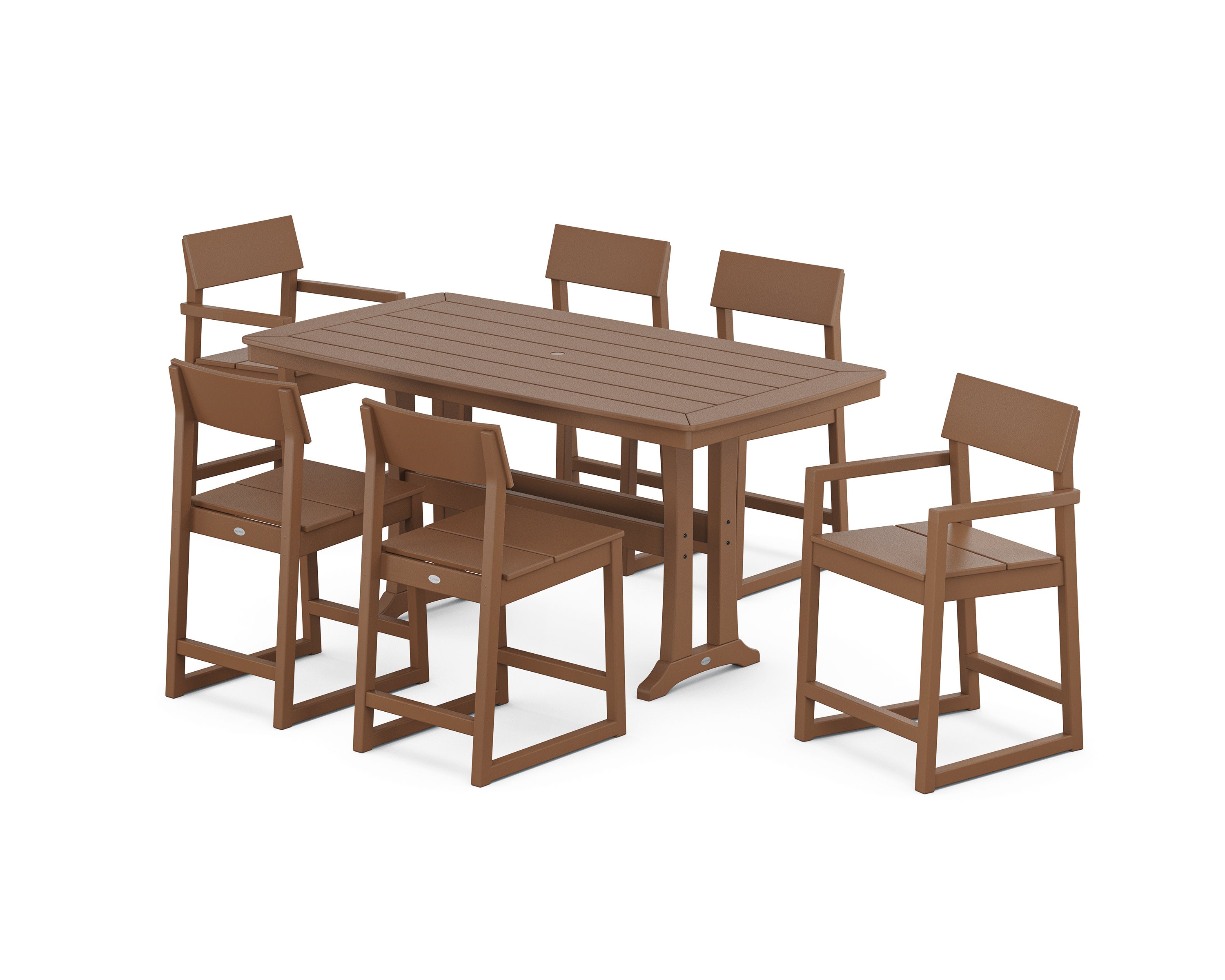 EDGE 7-Piece Counter Set with Trestle Legs in Teak
