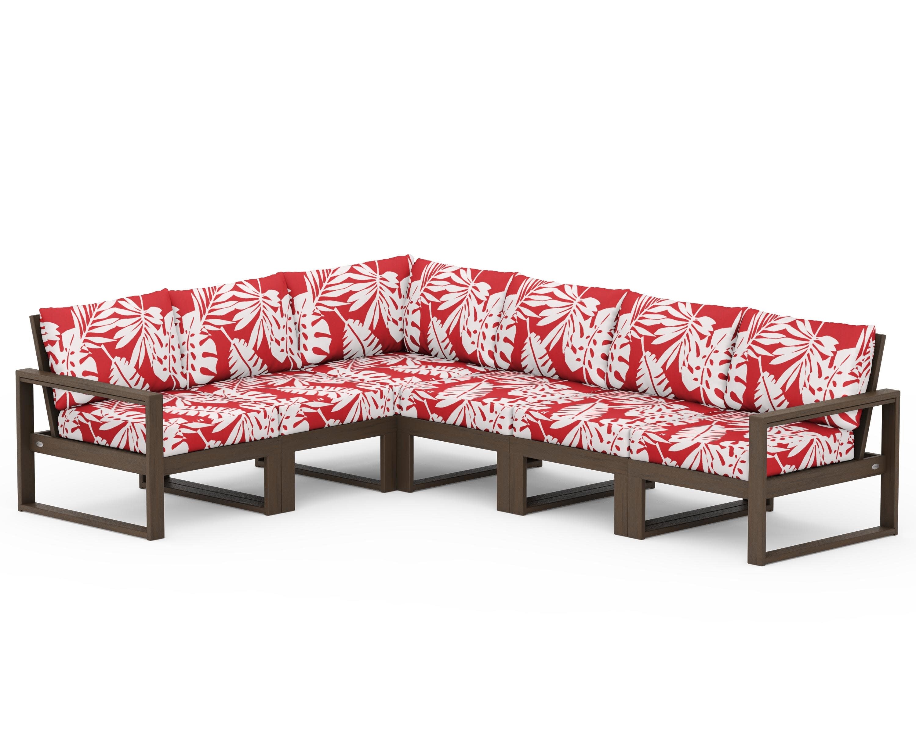 EDGE 6-Piece Modular Deep Seating Set in Kona / Leaf Crimson