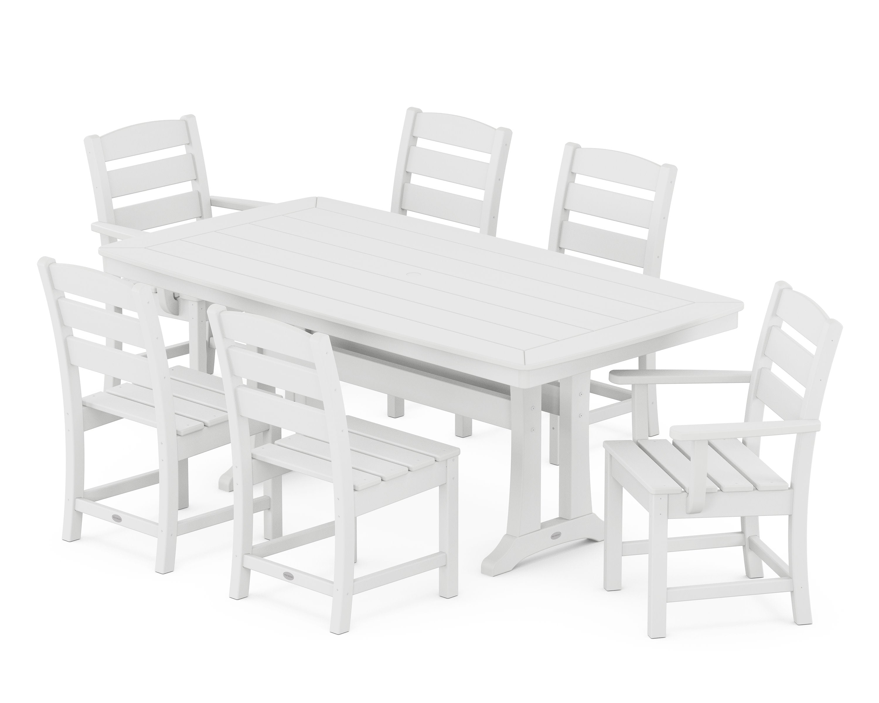 Lakeside 7-Piece Dining Set with Trestle Legs in White