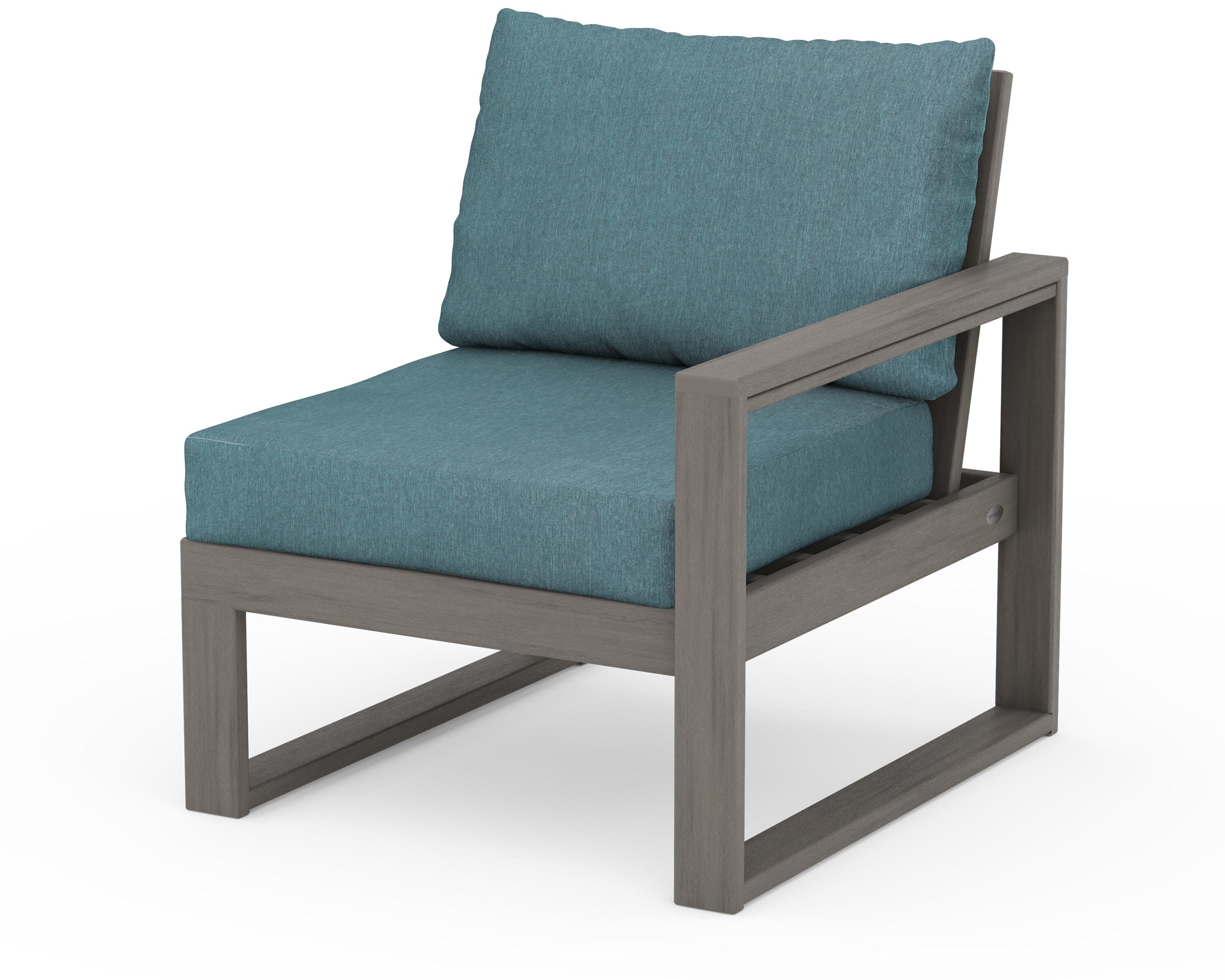 EDGE Modular Right Arm Chair in Driftwood / Ocean Teal