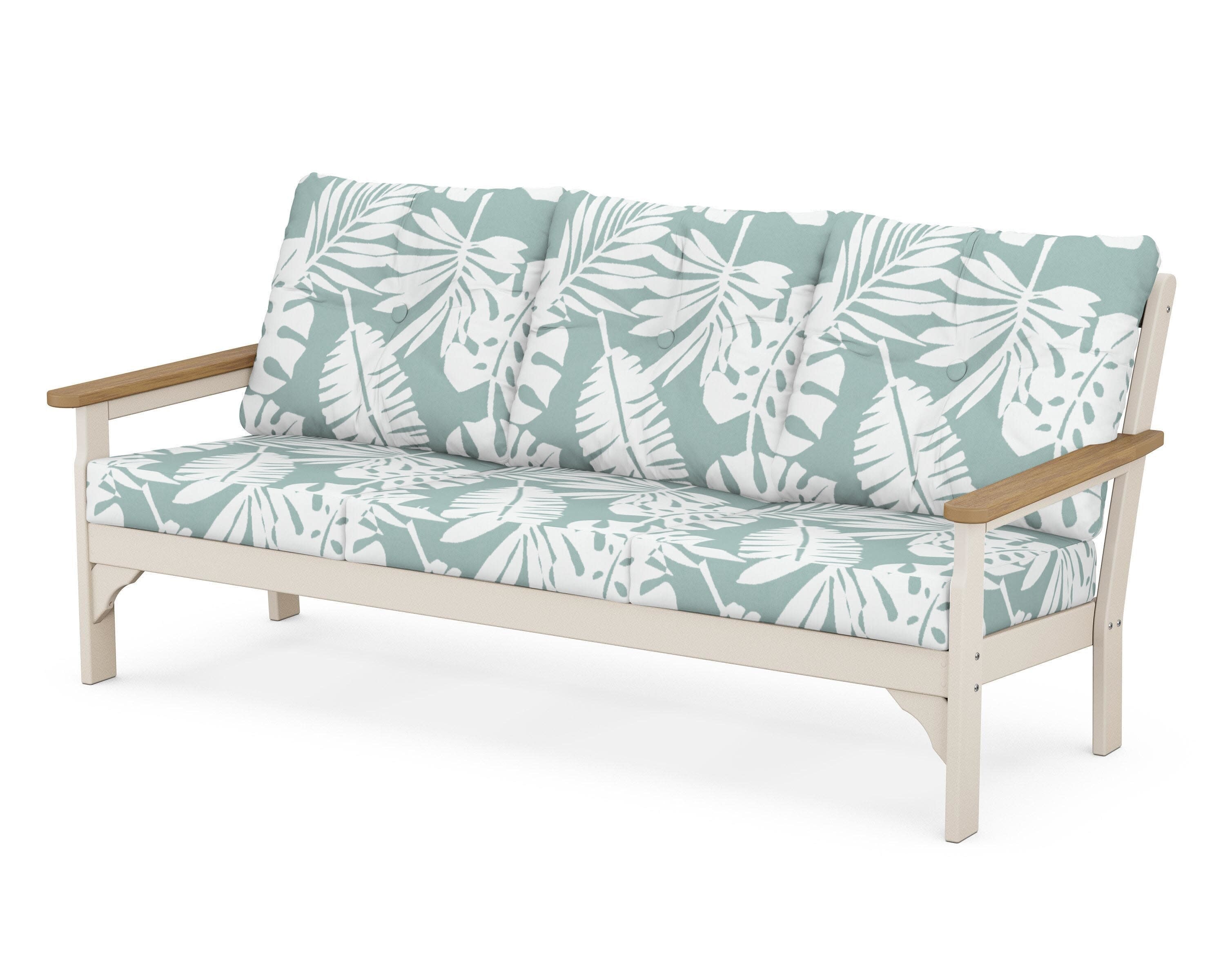 Vineyard Deep Seating Sofa in Sand / Natural / Leaf Glacier Spa