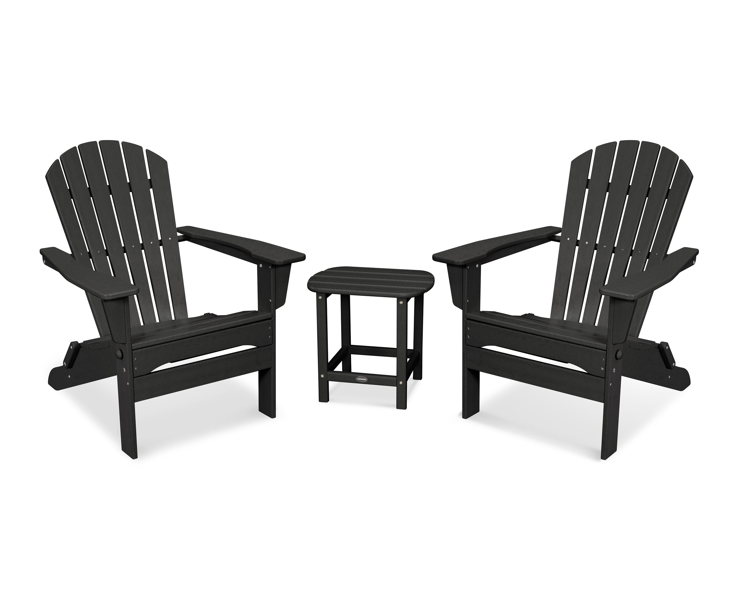 South Beach 3-Piece Folding Adirondack Set in Black