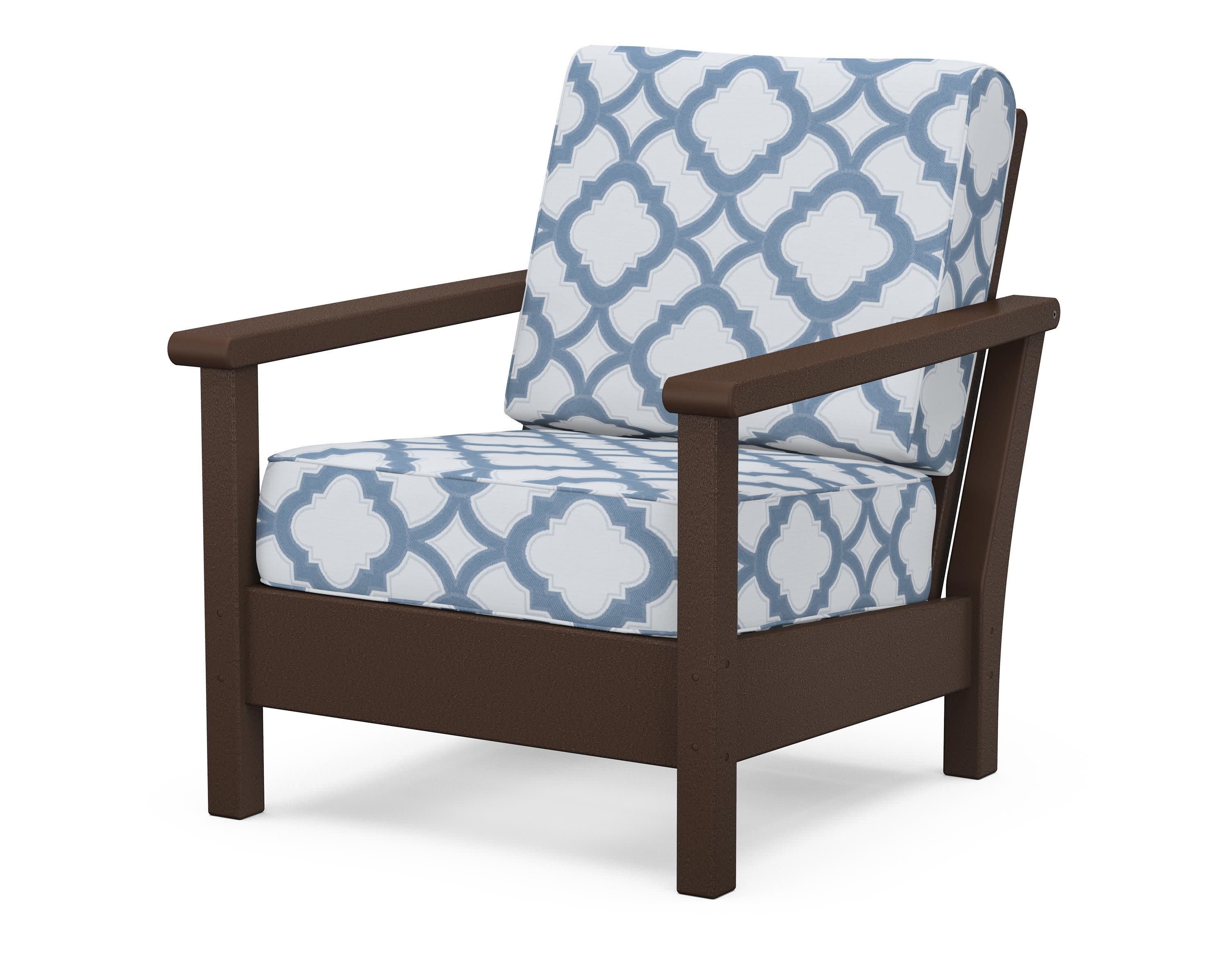Harbour Deep Seating Chair in Mahogany / Trellis Sky Blue