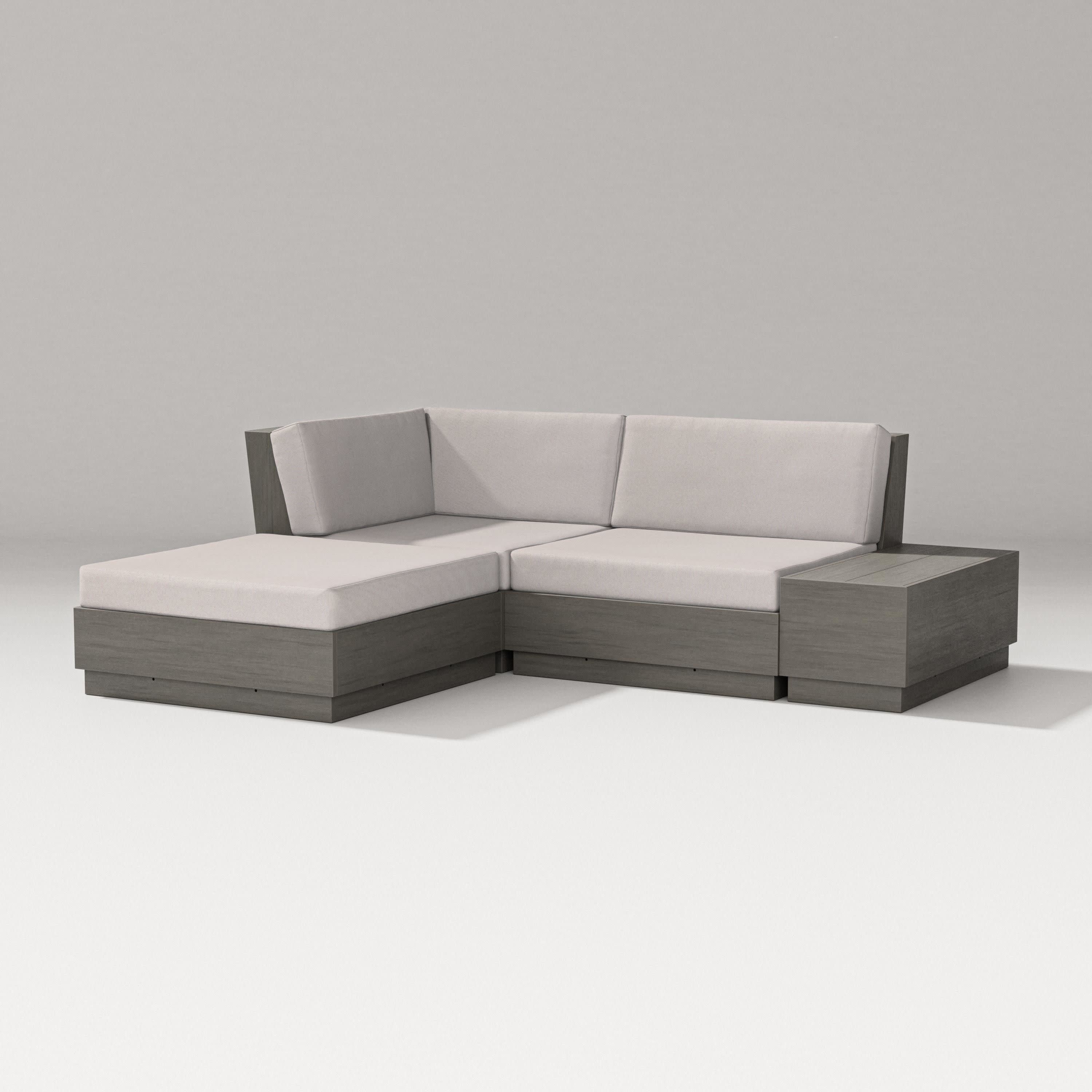 Elevate Loveseat Sectional with Chaise in Driftwood / Dune Burlap