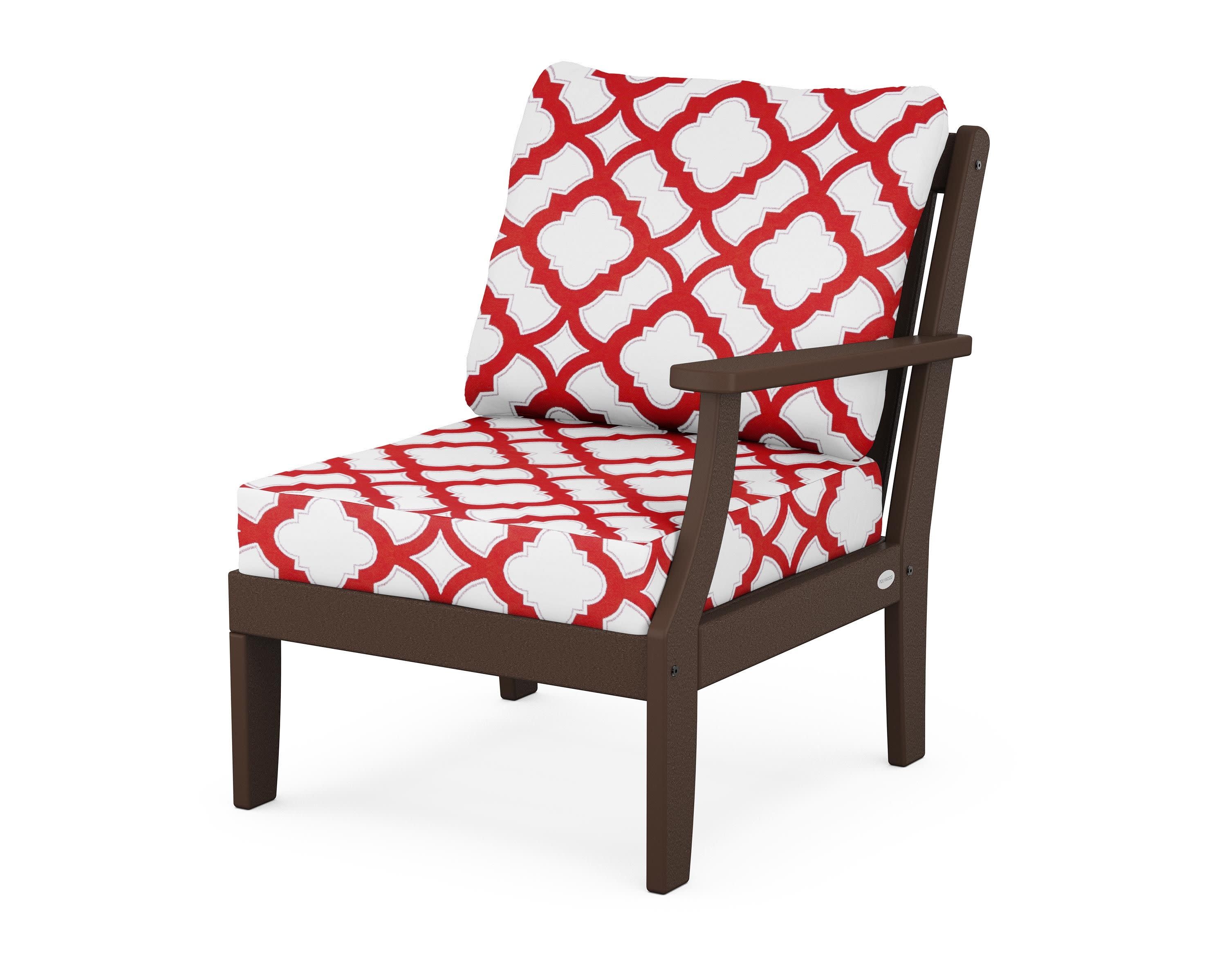 Braxton Modular Right Arm Chair in Mahogany / Trellis Crimson