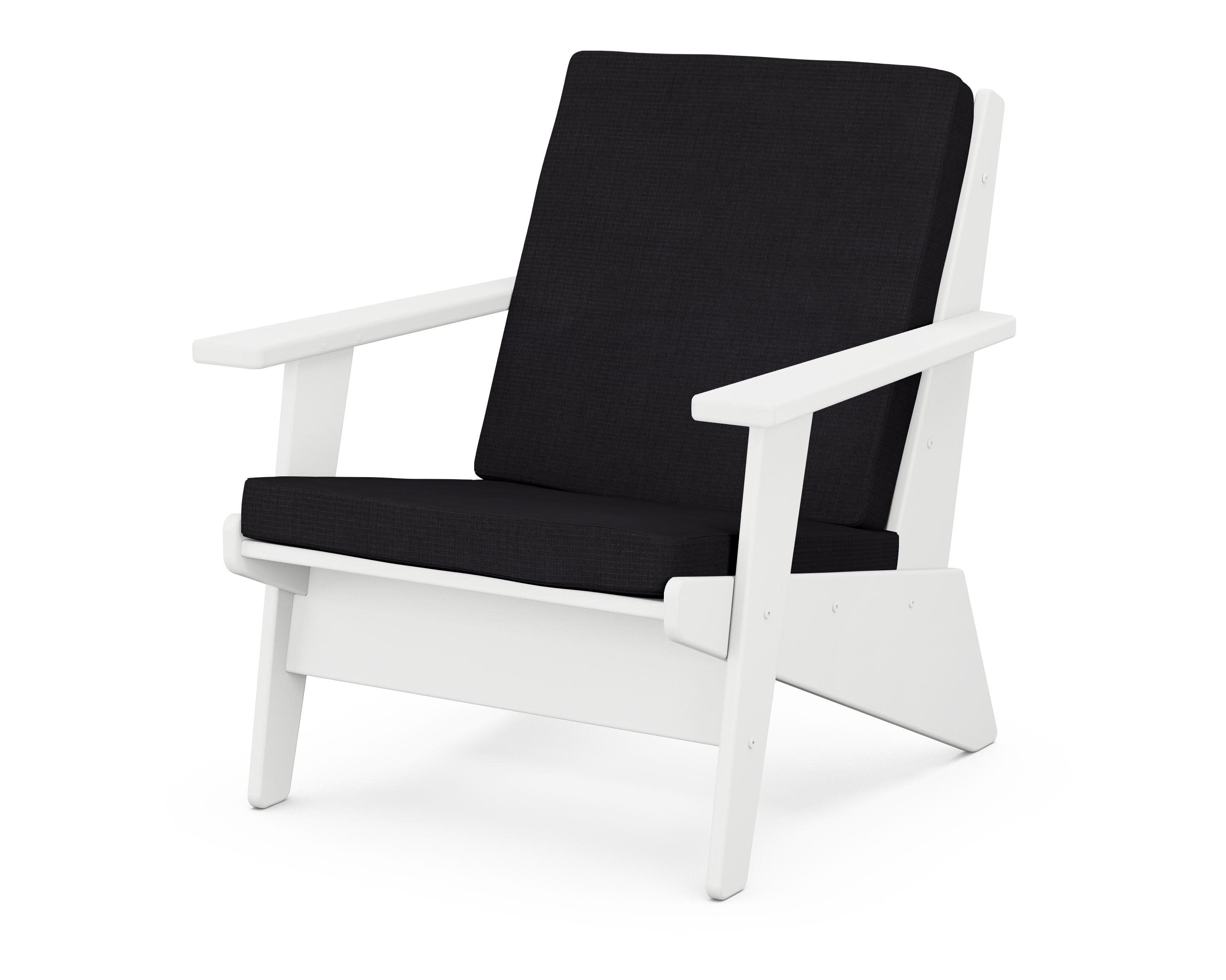 Riviera Modern Lounge Chair in White / Midnight Linen