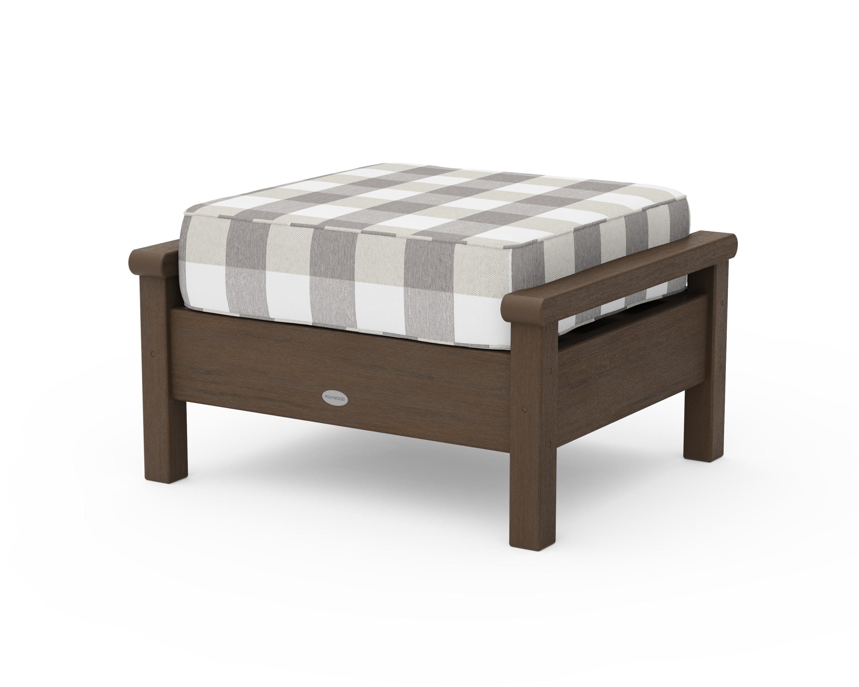 Harbour Deep Seating Ottoman in Kona / Buffalo Plaid Grey Mist