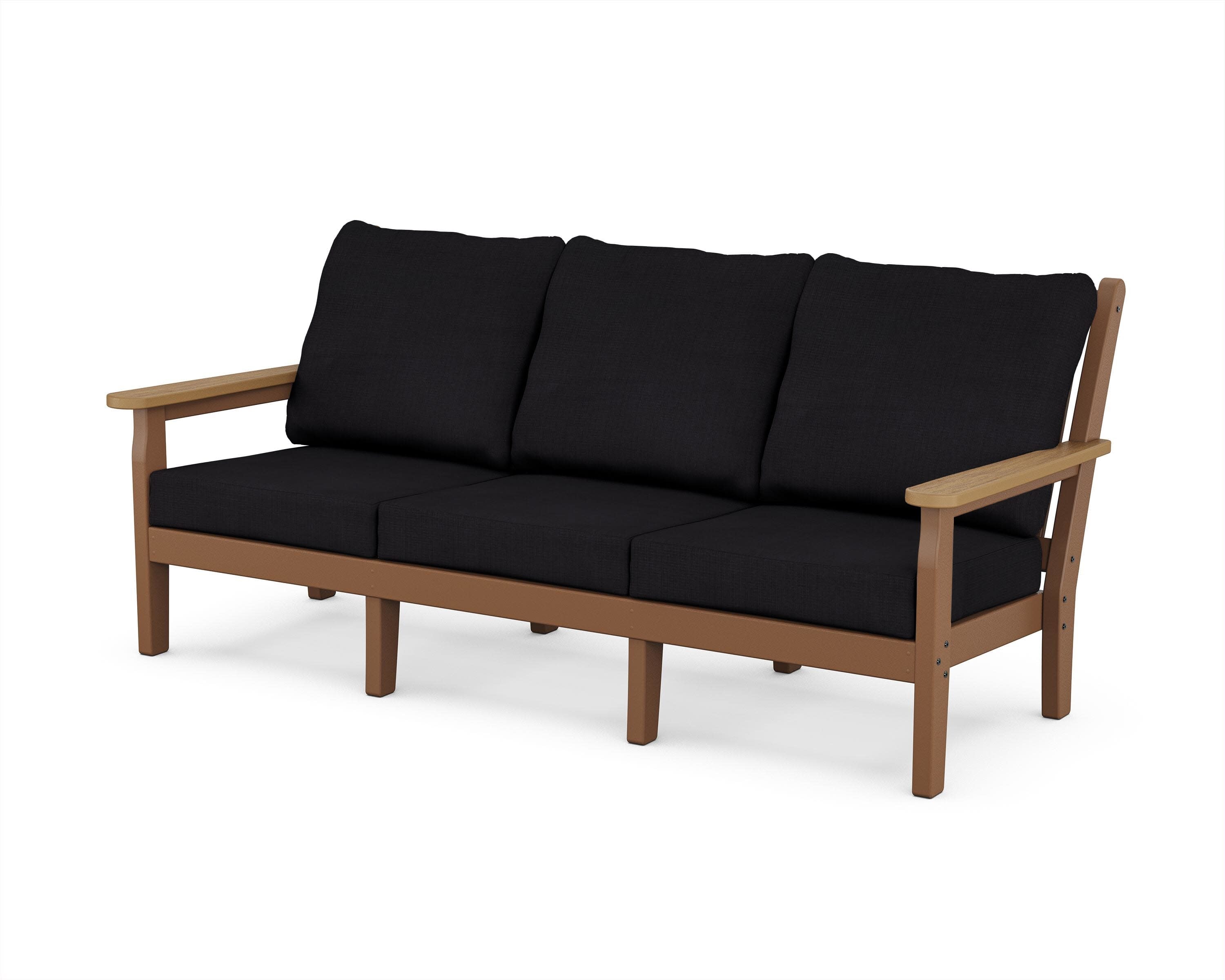 Chippendale Deep Seating Sofa in Teak / Natural / Midnight Linen