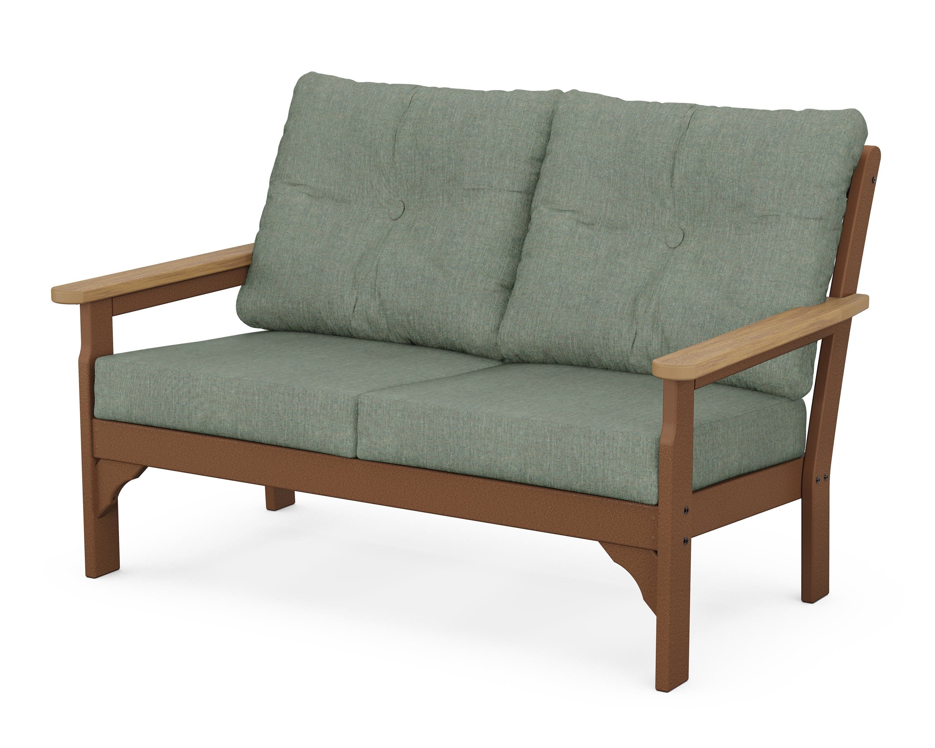 Vineyard Deep Seating Loveseat in Teak / Natural / Cast Sage