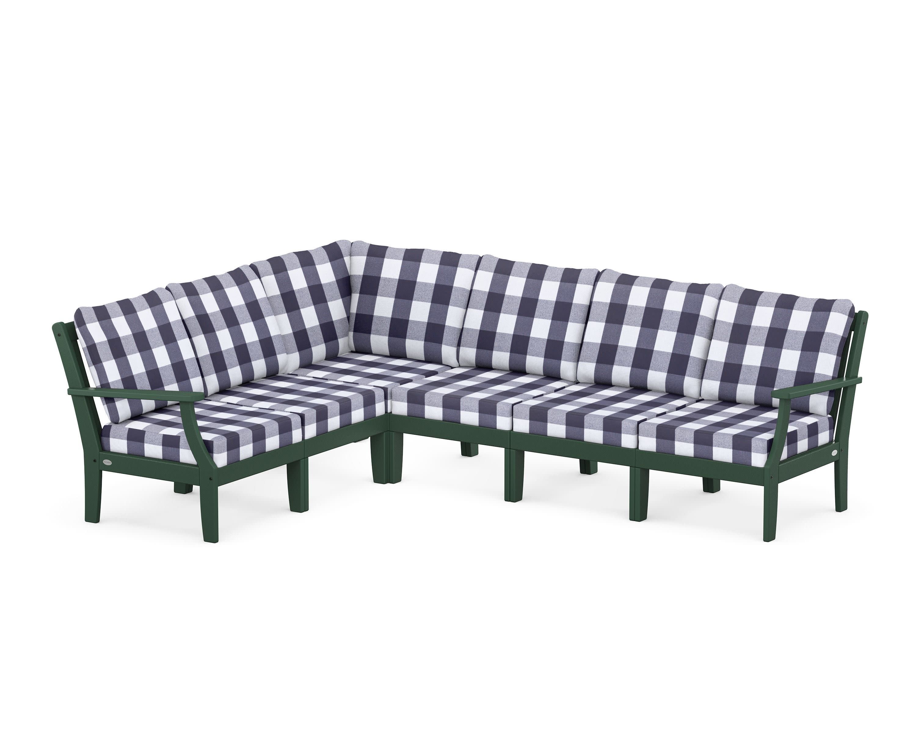Braxton Modular 6-Piece Deep Seating Set in Green / Buffalo Plaid Navy