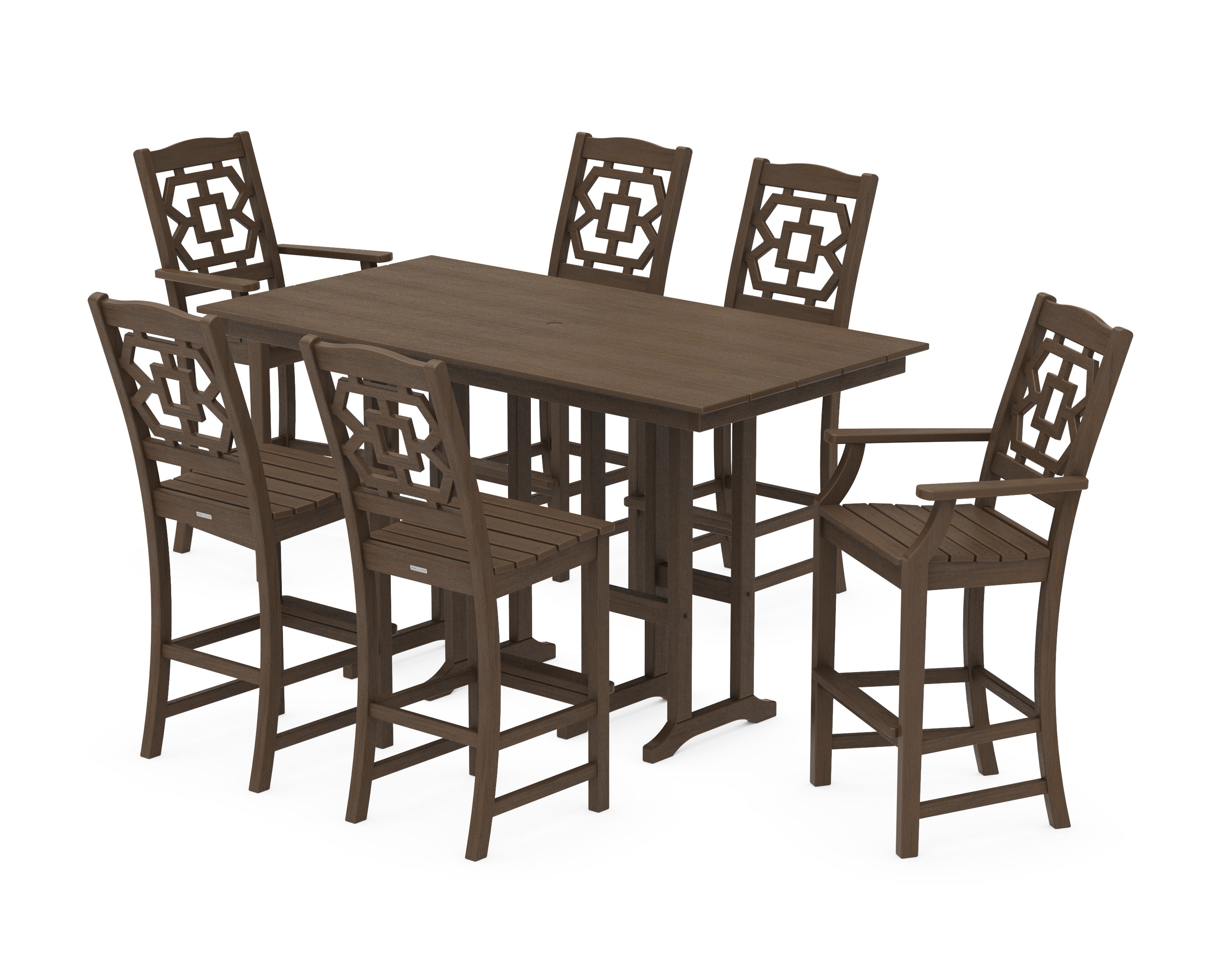 Chinoiserie 7-Piece Farmhouse Bar Set in Kona