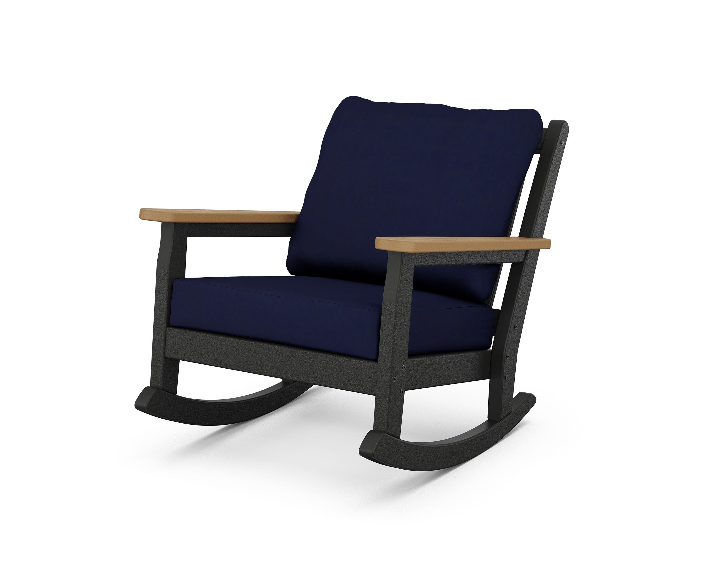 Chippendale Deep Seating Rocking Chair in Black / Natural / Navy