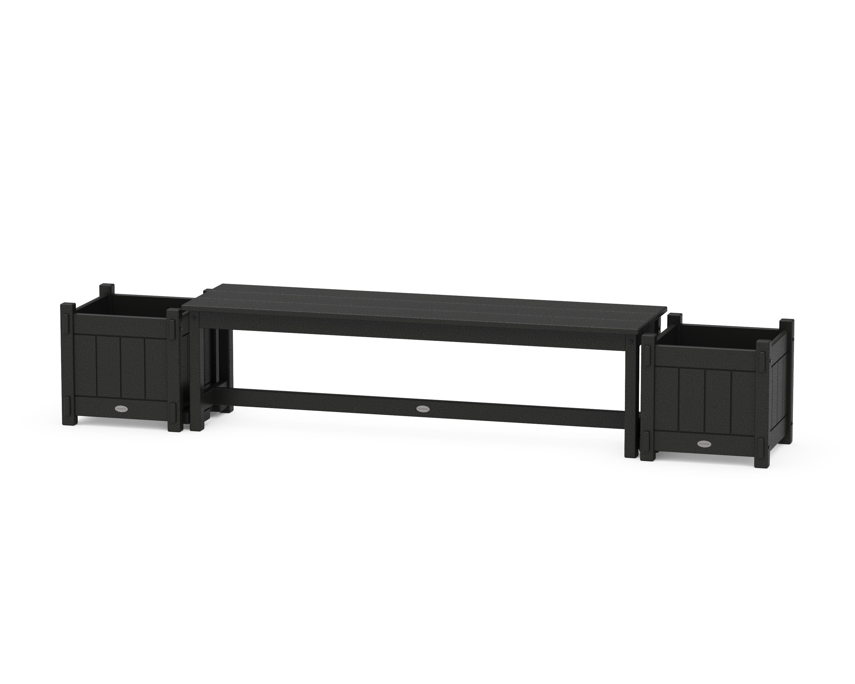 60" Vineyard Straight Planter Bench Set in Black