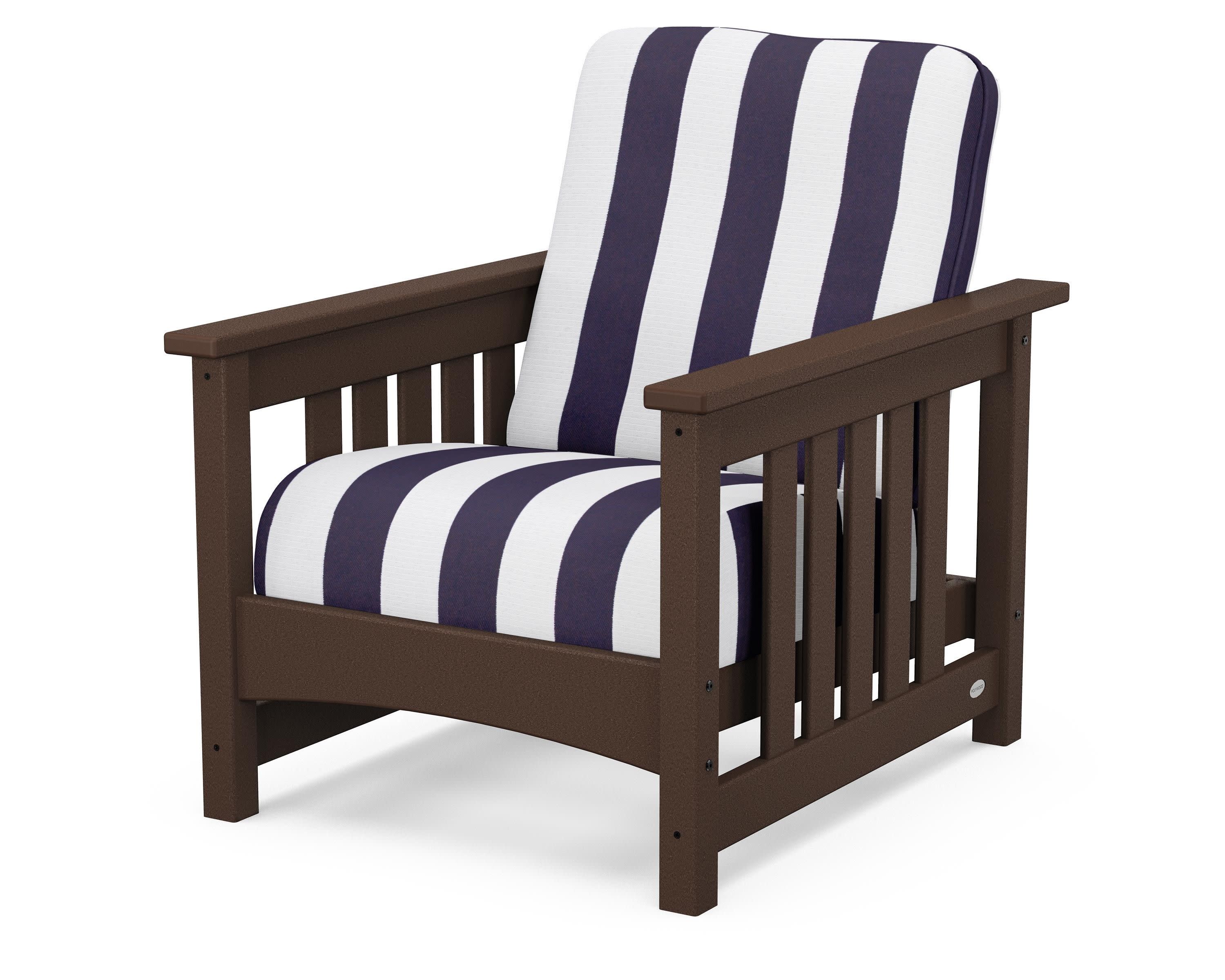 Club Mission Chair in Mahogany / Cabana Stripe Navy