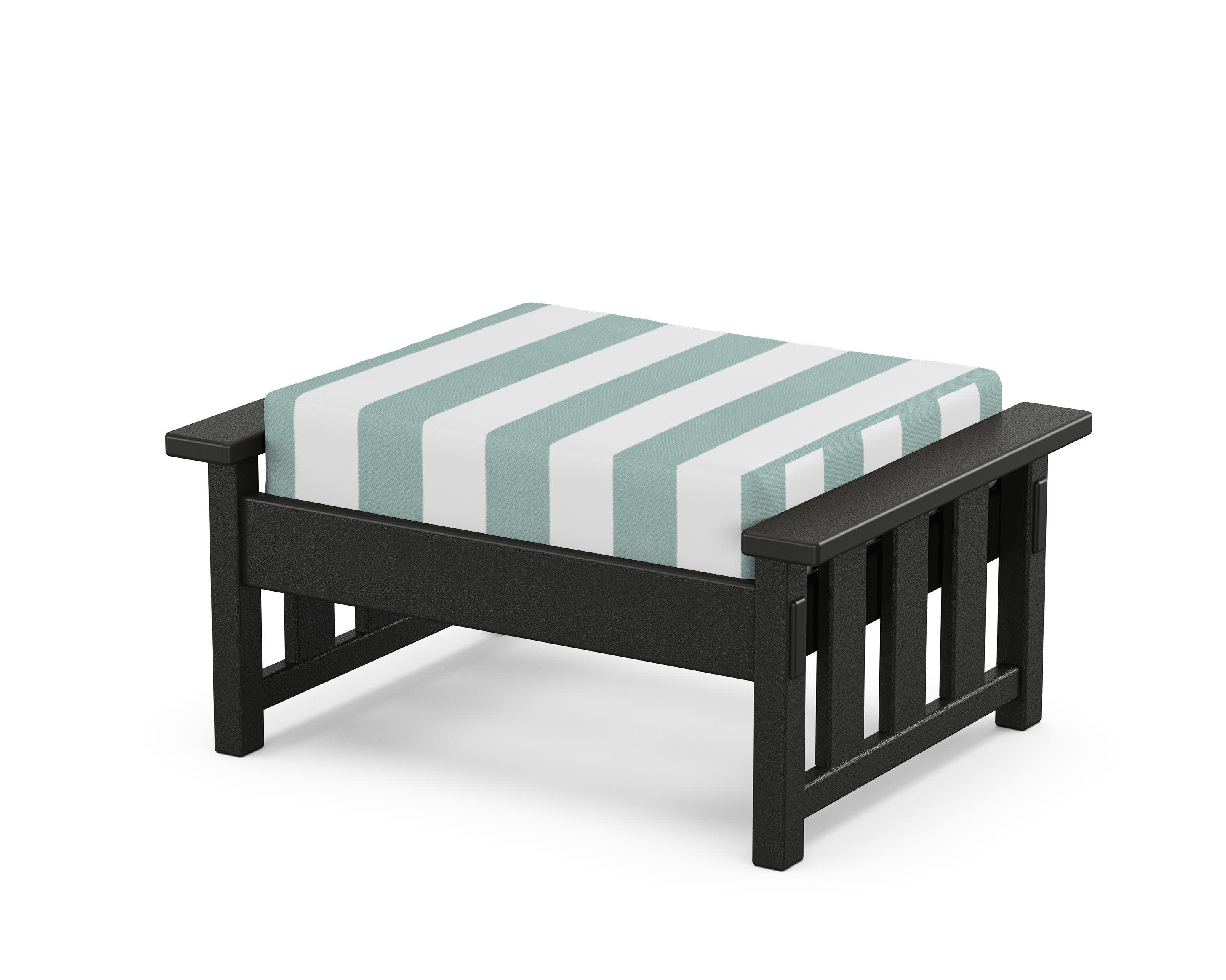 Acadia Deep Seating Ottoman in Black / Cabana Stripe Glacier Spa