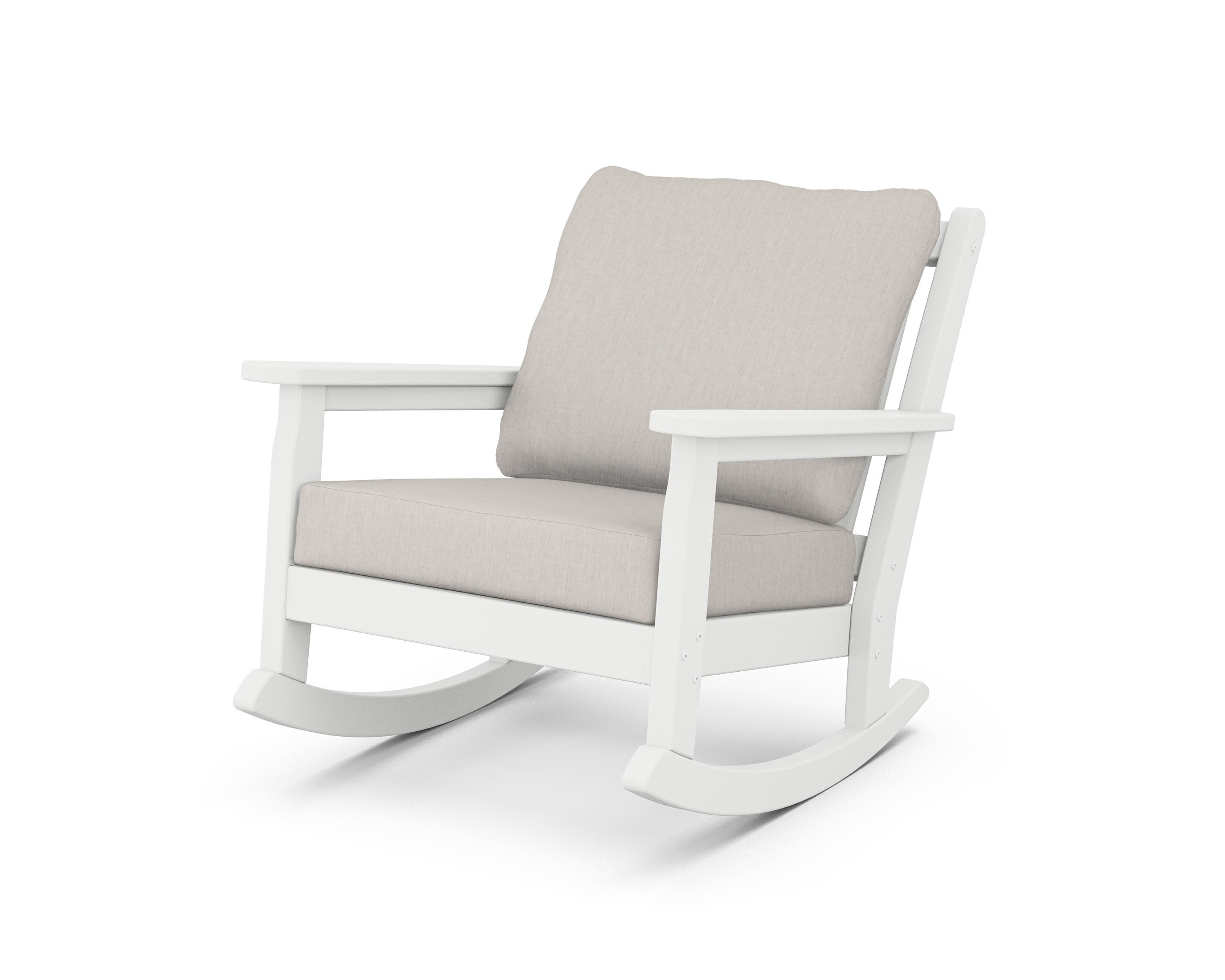 Chippendale Deep Seating Rocking Chair in White / Cast Ash